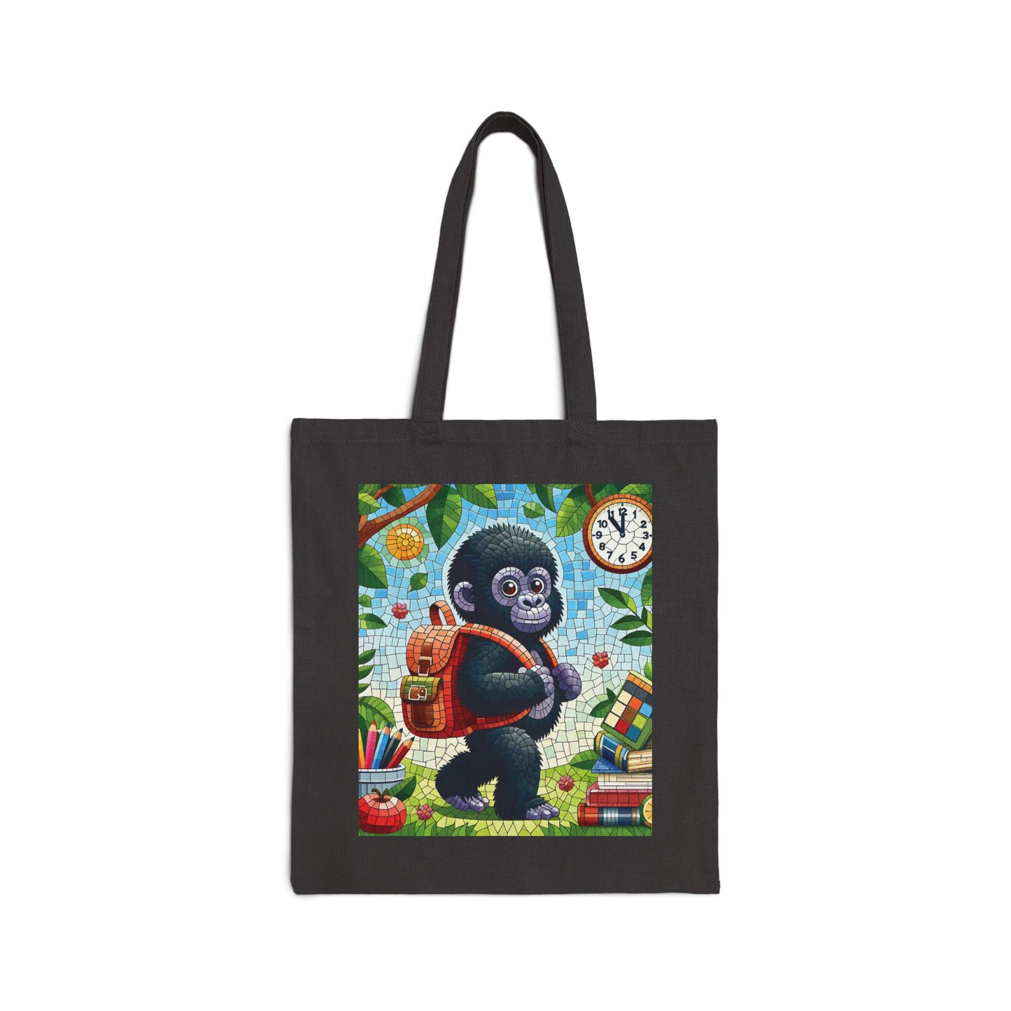 Cute Gorilla School Time Design Canvas Tote Bag - Kids' School Days