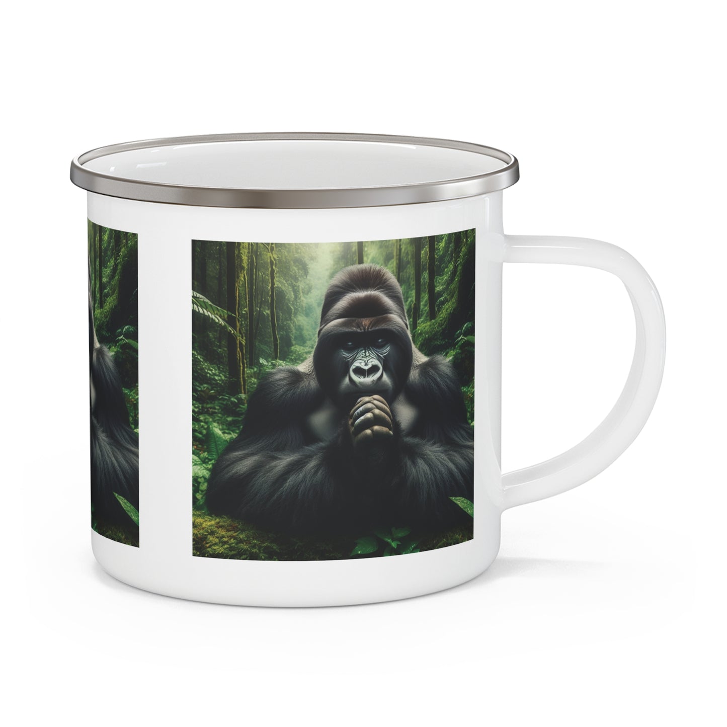 Experience the serenity and strength of nature with our "Gorilla in Prayer" enamel camping mug. Perfect for nature, wildlife lovers, and those who appreciate a touch of spirituality. This camping mug is both practical and inspiring. Ideal for camping, hiking, picnics, and everyday use. BUY NOW! (SK Superb)