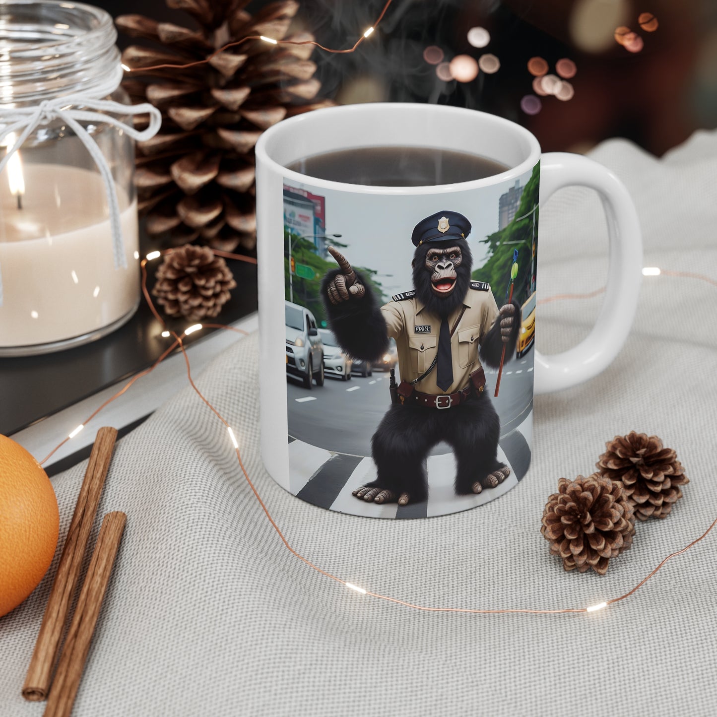 11oz Fun Gorilla Traffic Police Officer Mug