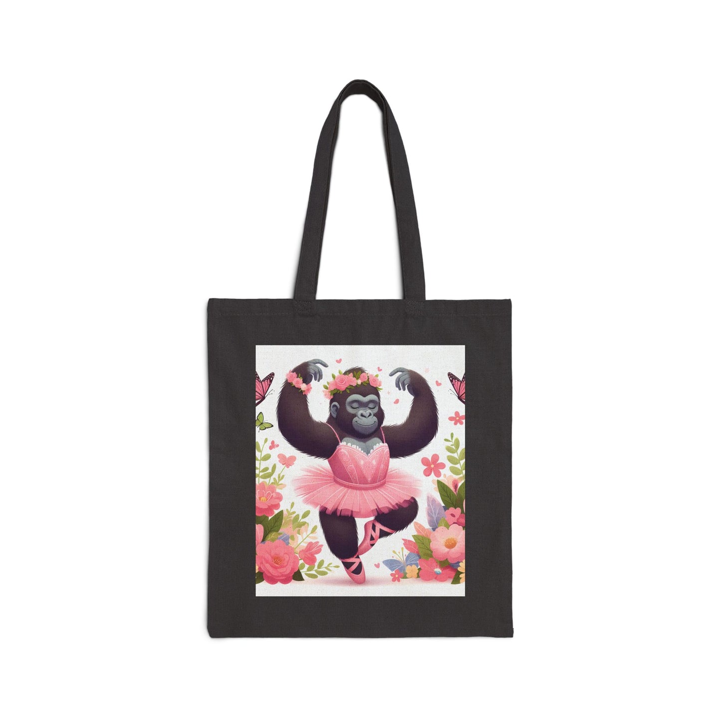 Our whimsy functional "Young Gorilla Ballerina" Canvas Tote Bag to inspire young dancer in your life. An ideal companion for shopping, school, or a day out. Perfect Gift for ballet dancers, animal lovers, parents encouraging their kids in ballet, or anyone who appreciates unique designs. BUY NOW! (SK Superb)