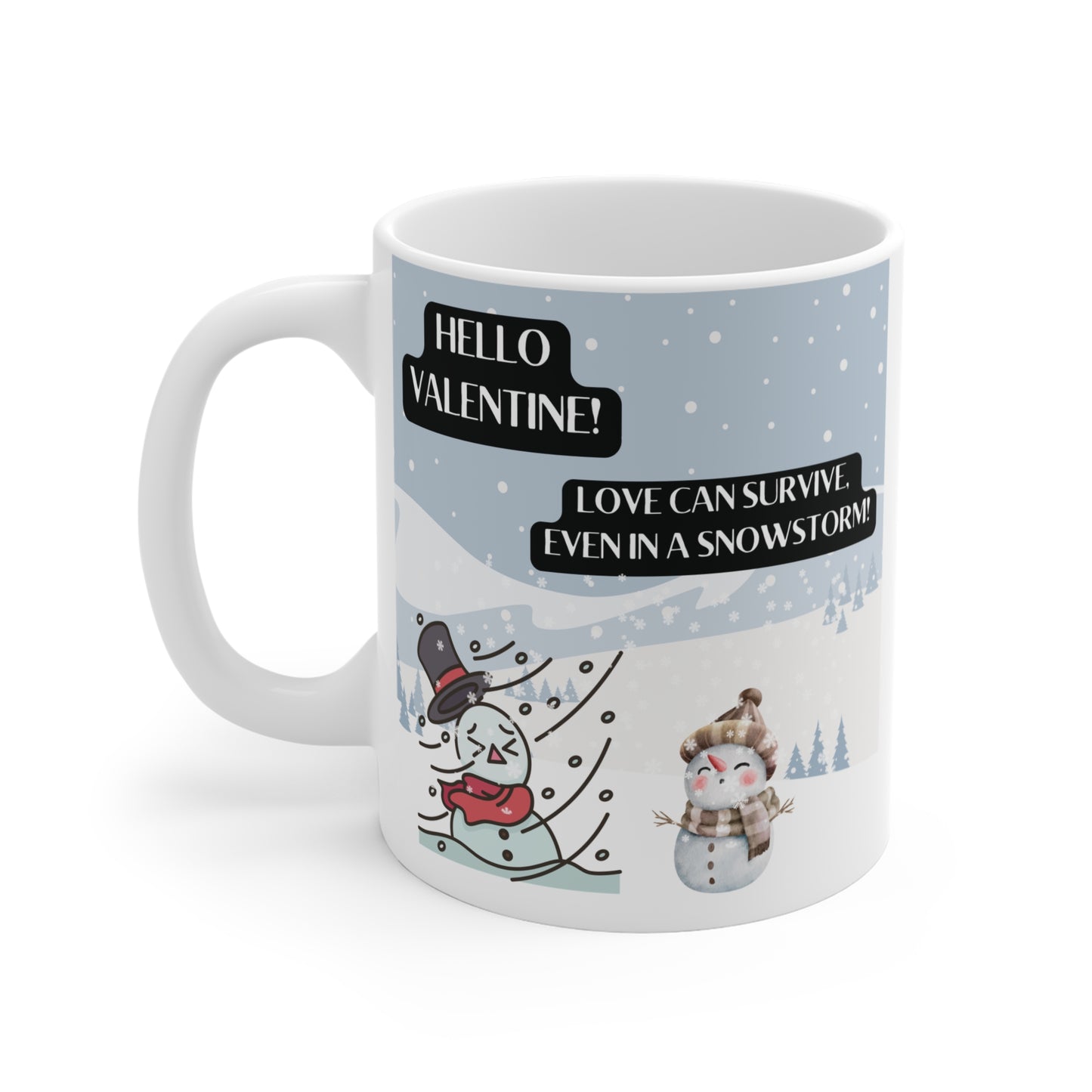 Sweet Hello Valentine Snow Couple 11oz Mug