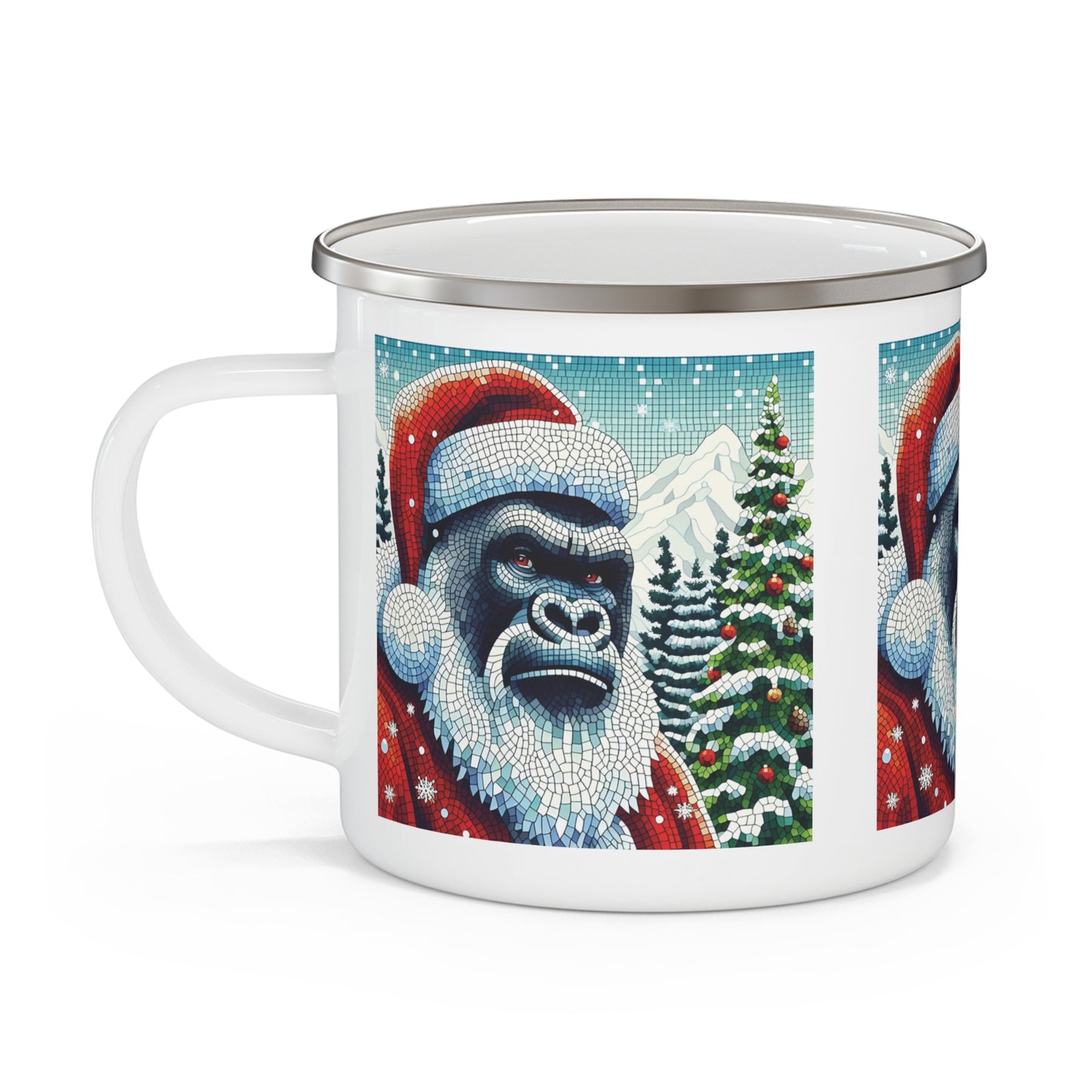 Wild Santa Gorilla in Mosaic Style