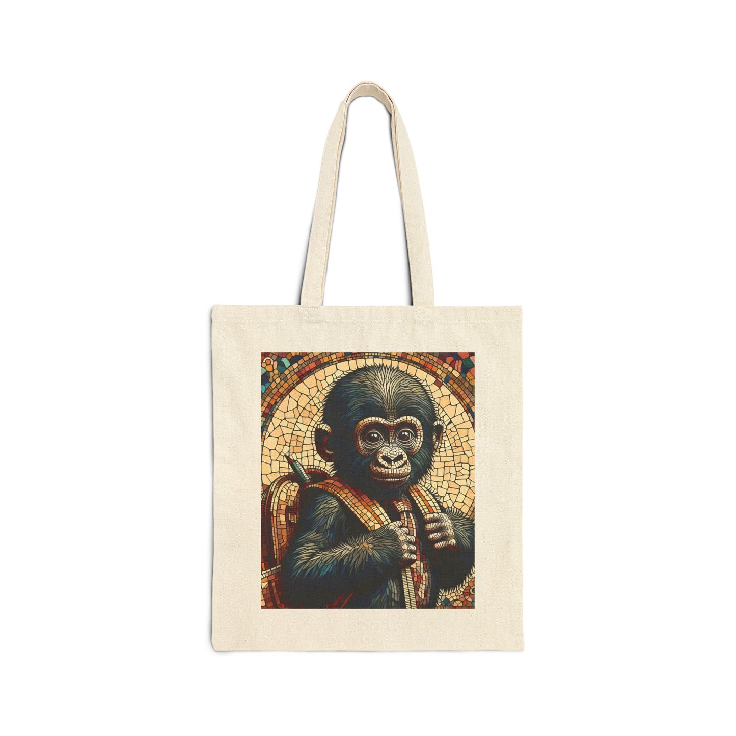 Our practical, whimsy "Charming Baby Monkey" Canvas Tote Bag, featuring a delightful baby monkey in a mosaic art style. This tote bag is perfect for animal lovers and art enthusiasts alike for daily use. BUY NOW and carry a piece of art with you wherever you go! (SK Superb)