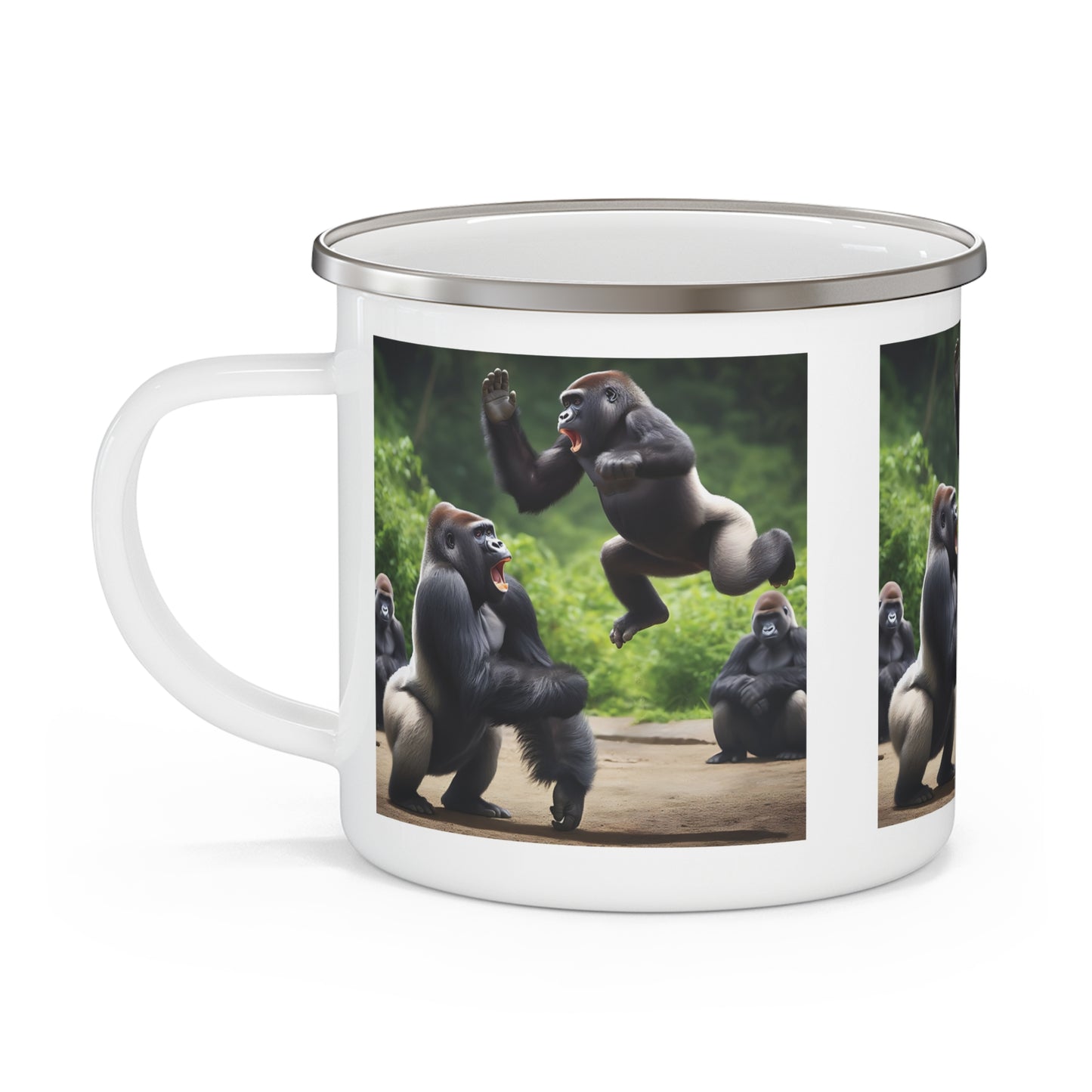 Gorilla Playtime Enamel Camping Mug