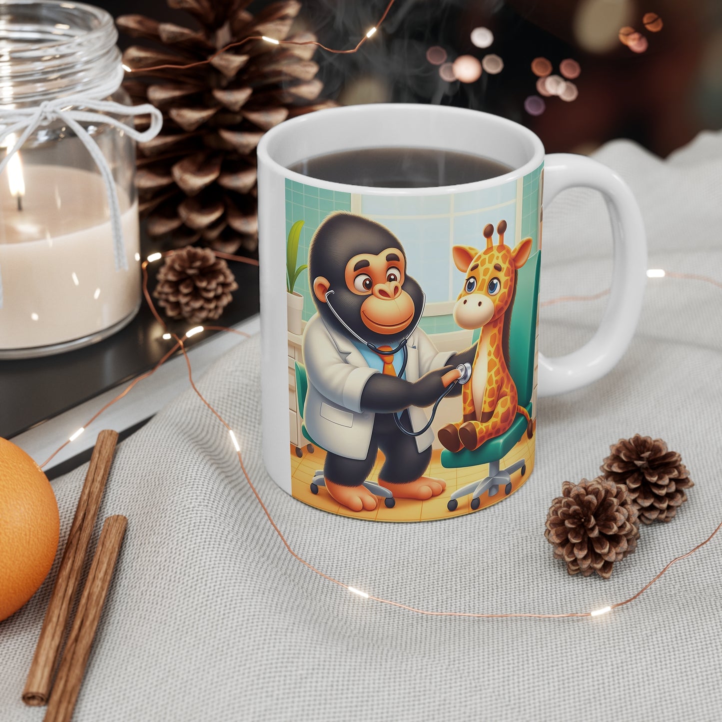 Cute Cartoon Animal Gorilla Veterinarian 11oz Coffee Mug