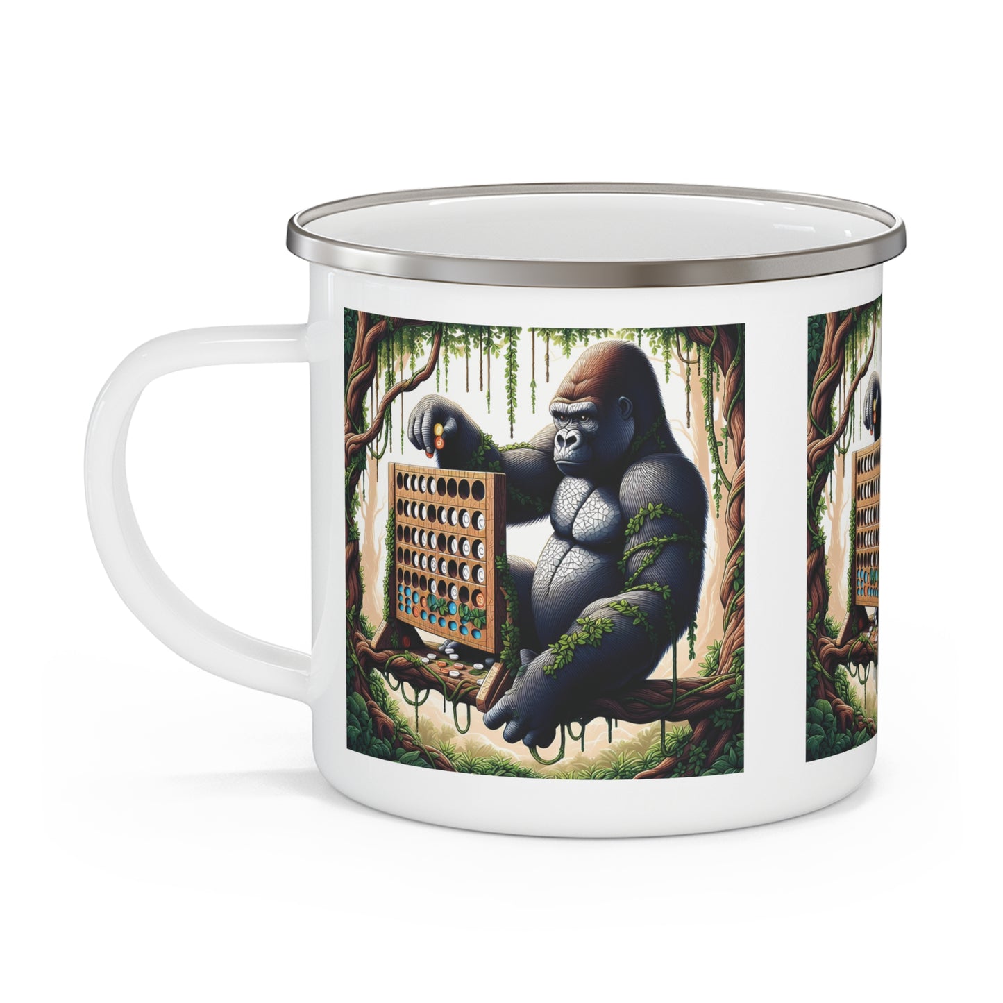 Game-Playing Gorilla Enamel Camping Mug - Nature/Animal Theme
