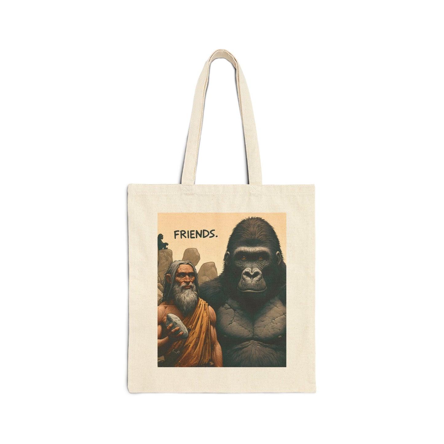 Celebrate the timeless bond between humans and animals with our Canvas Tote Bag of a gorilla and a wise-looking human, symbolizing friendship, unity, and harmony. Ideal for everyday use, and a thoughtful gift for animal lovers and eco-conscious individuals. BUY NOW! (SK Superb)