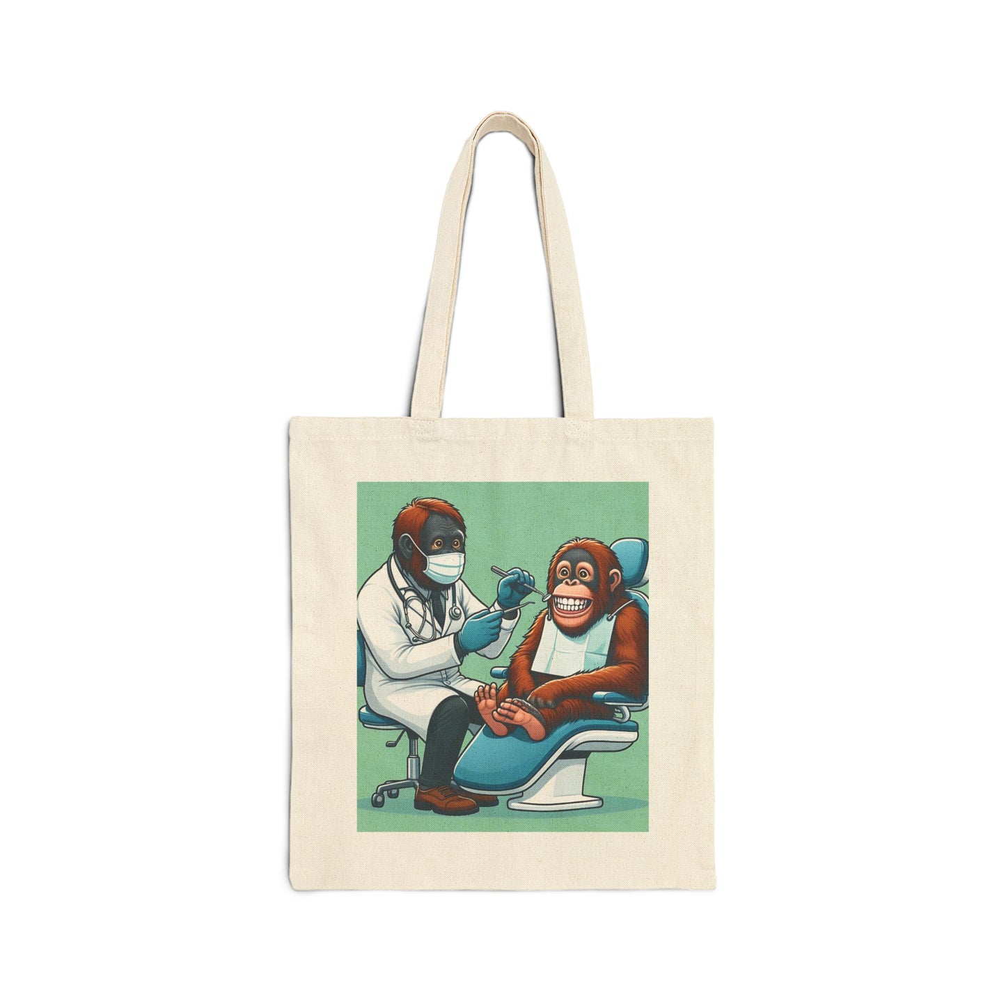 Cartoonish Gorilla at the Dentist Canvas Tote Bag