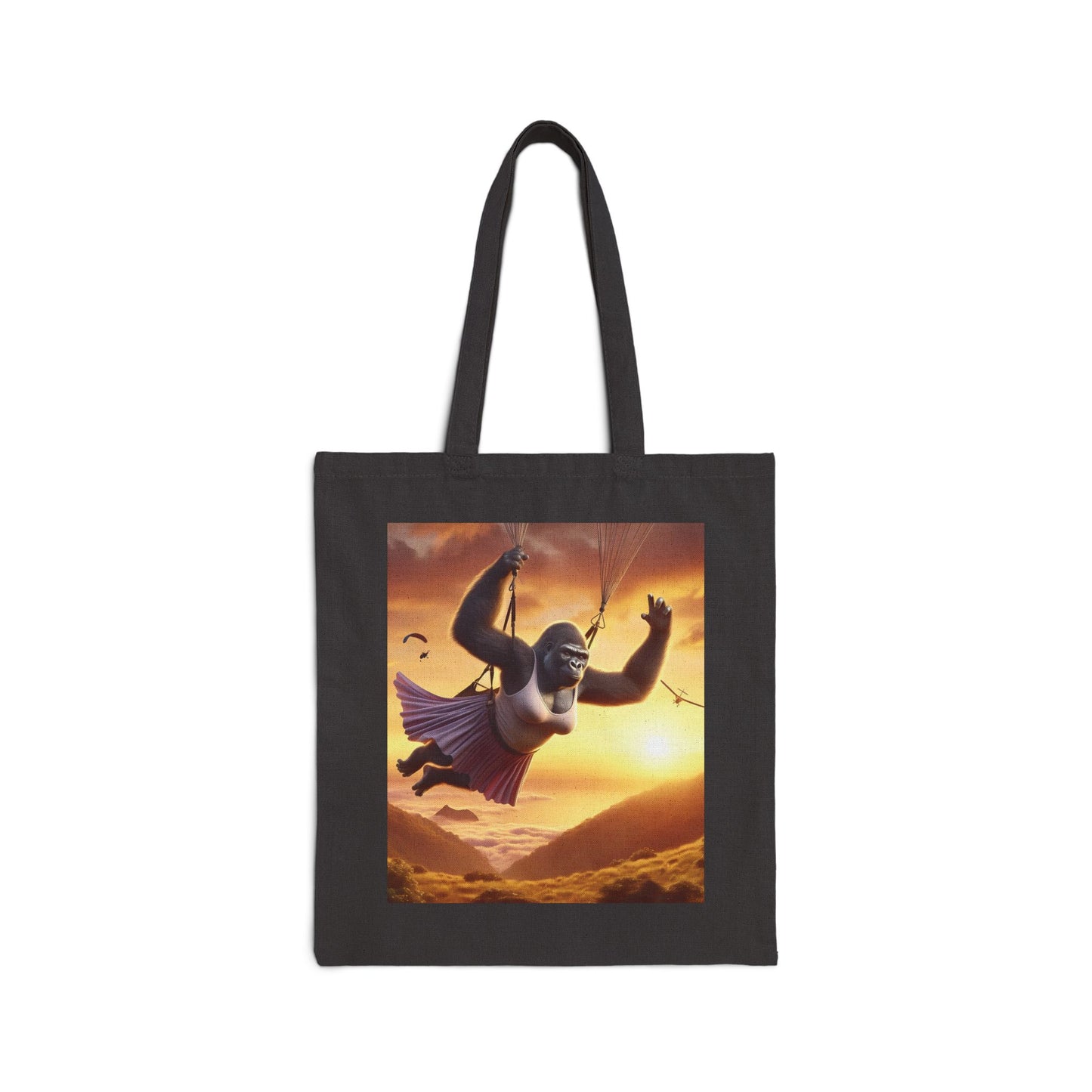 Experience the thrill of adventure with our joyful "Gorilla Skydiving Adventure" Canvas Tote Bag! Perfect for thrill-seekers and nature lovers. Fantastic gift for anyone who loves outdoor adventures or has a passion for skydiving. BUY NOW! (SK Superb)
