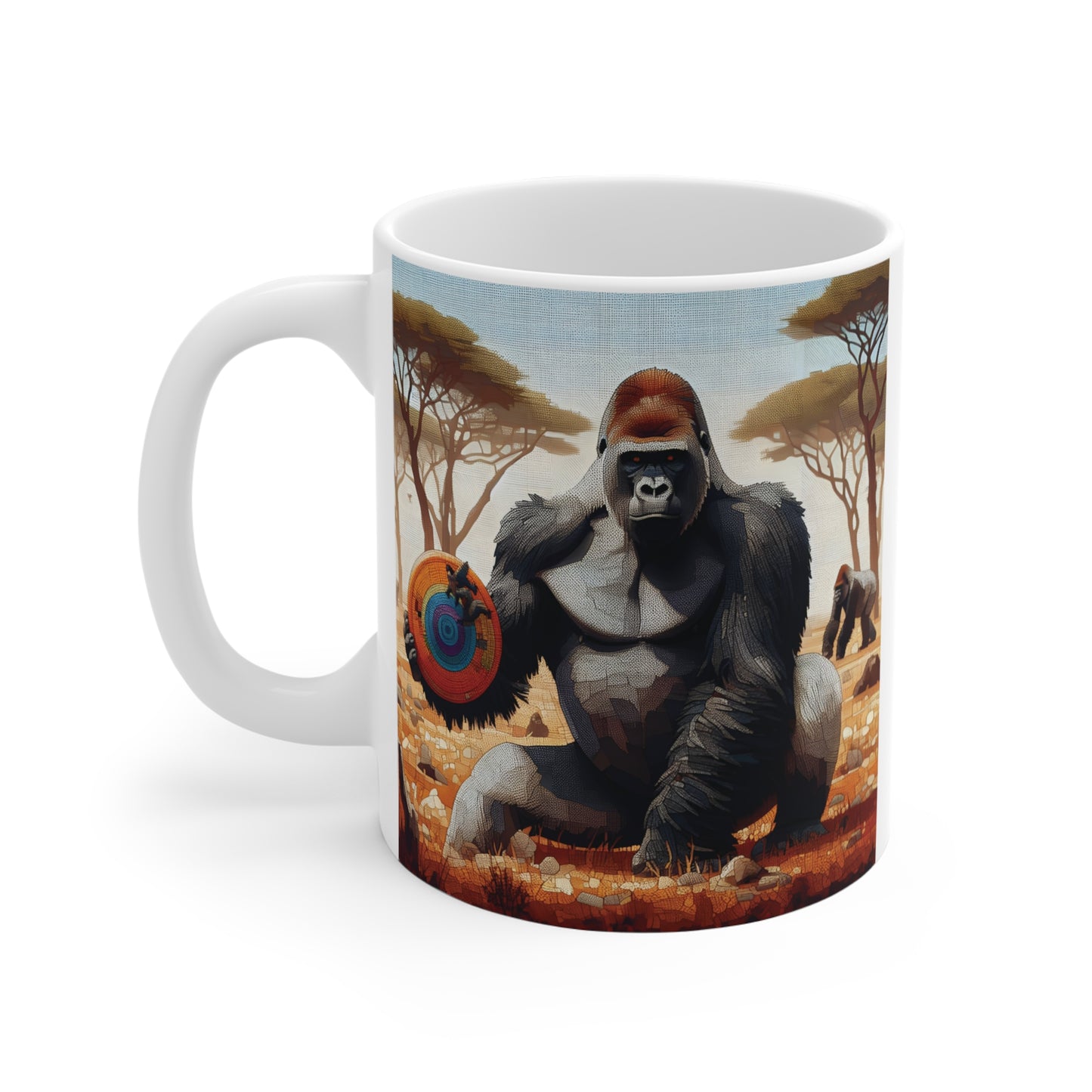 Mosaic Gorilla with Frisbee 11oz Mug - Animal/Frisbee Theme
