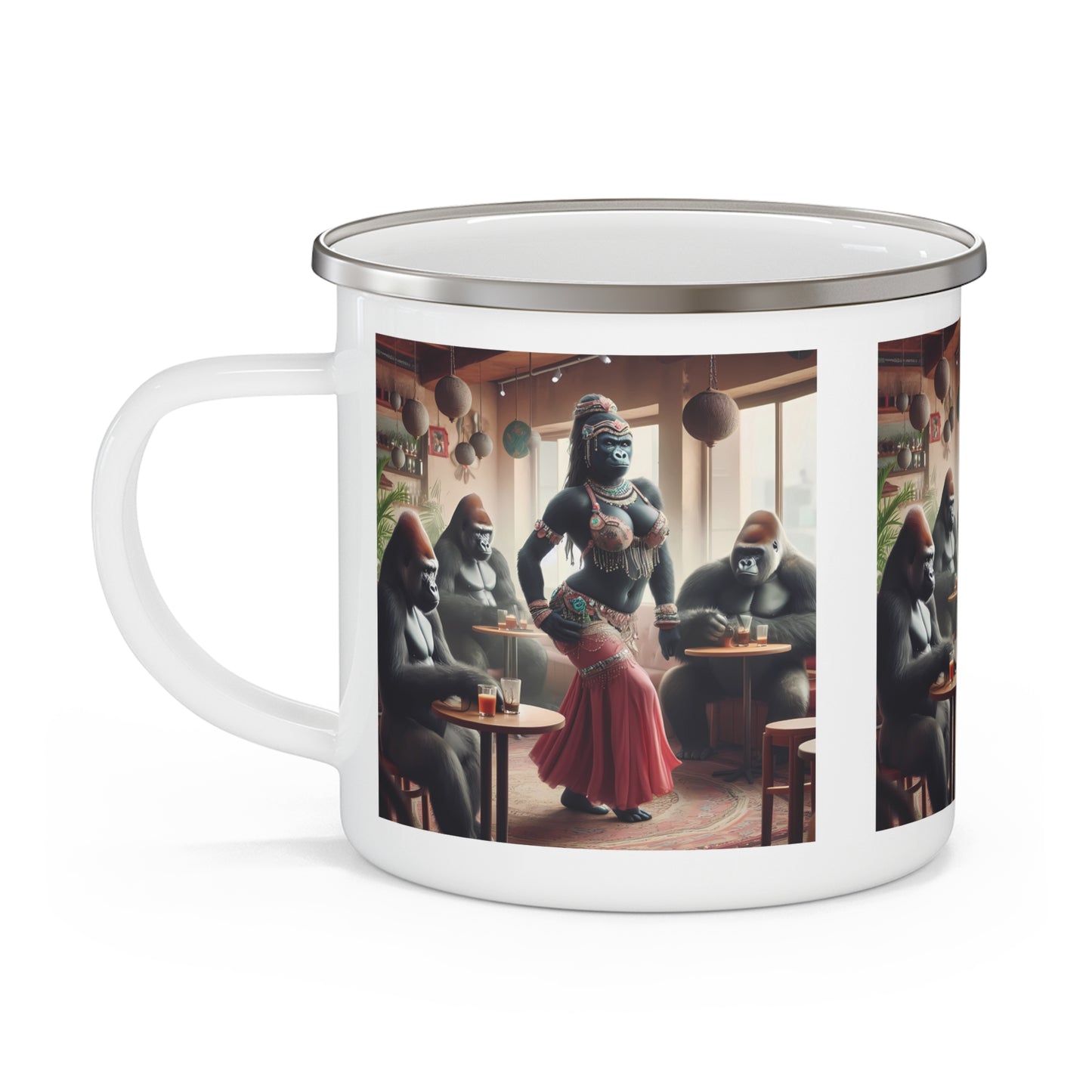 Gorilla Belly Dancer Enamel Camping Mug