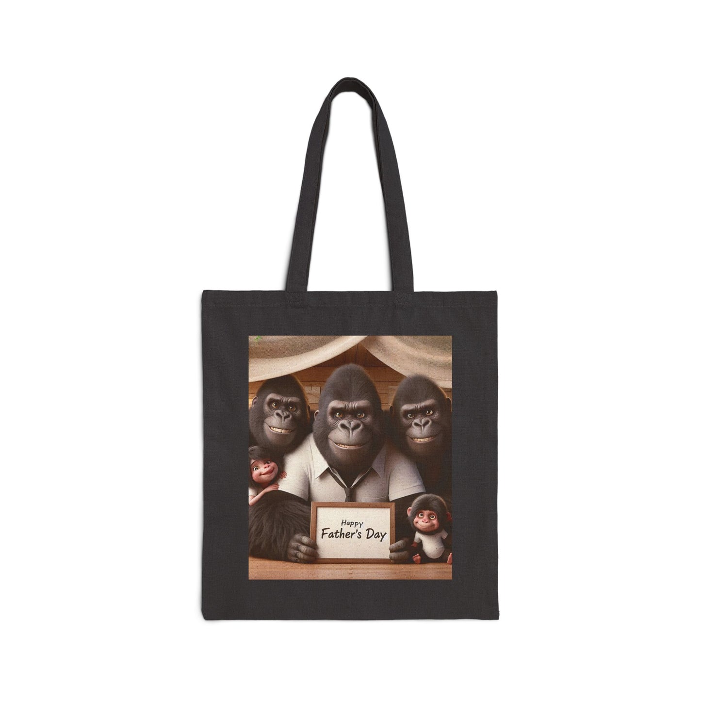 Father's Day Gorilla Family Canvas Tote Bag – Gift for Dads, Animal Lovers