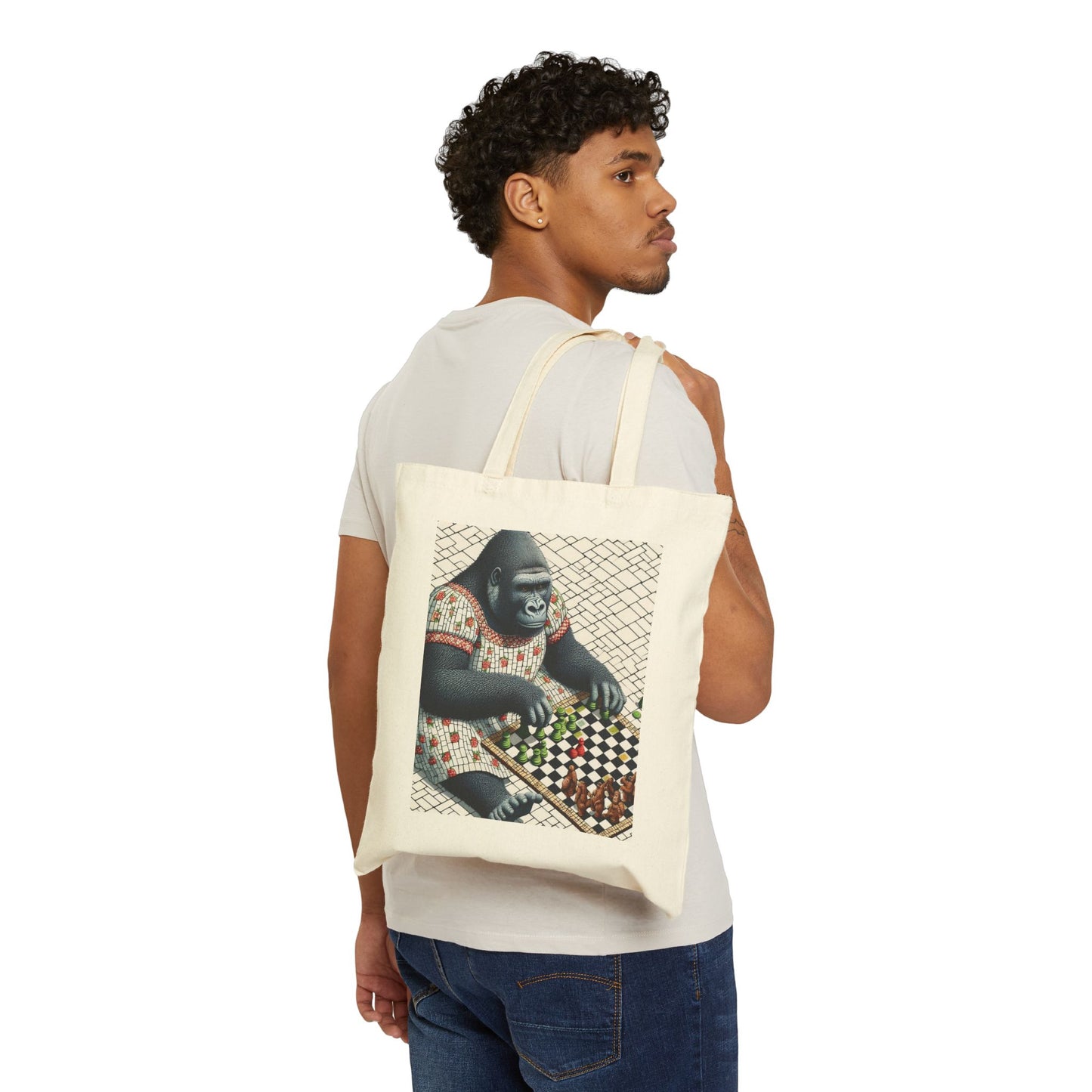 Animal Art Gorilla Chess Player Canvas Tote Bag