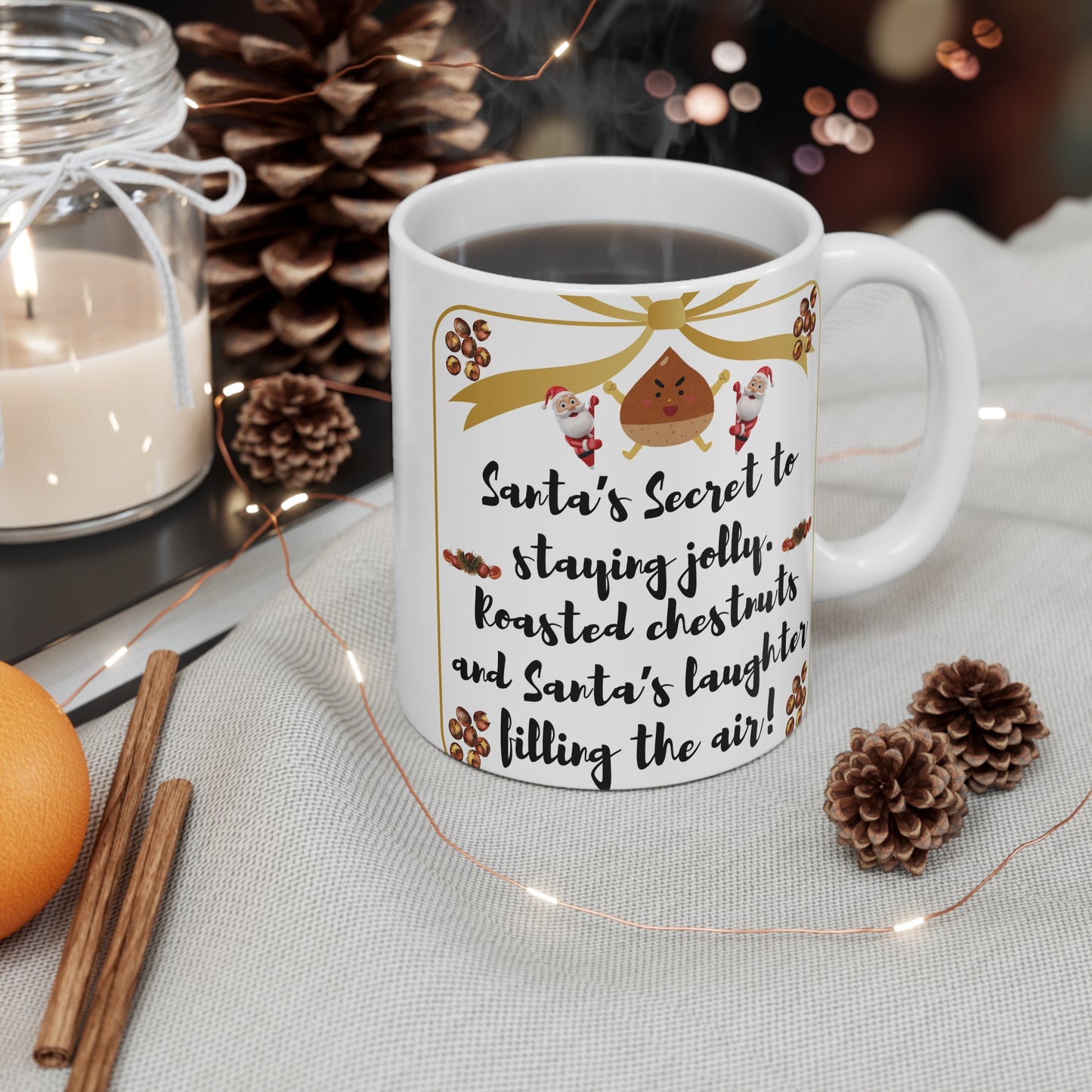 Santa's Secret 11oz Mug – Festive Roasted Chestnuts & Jolly Cheer Mug