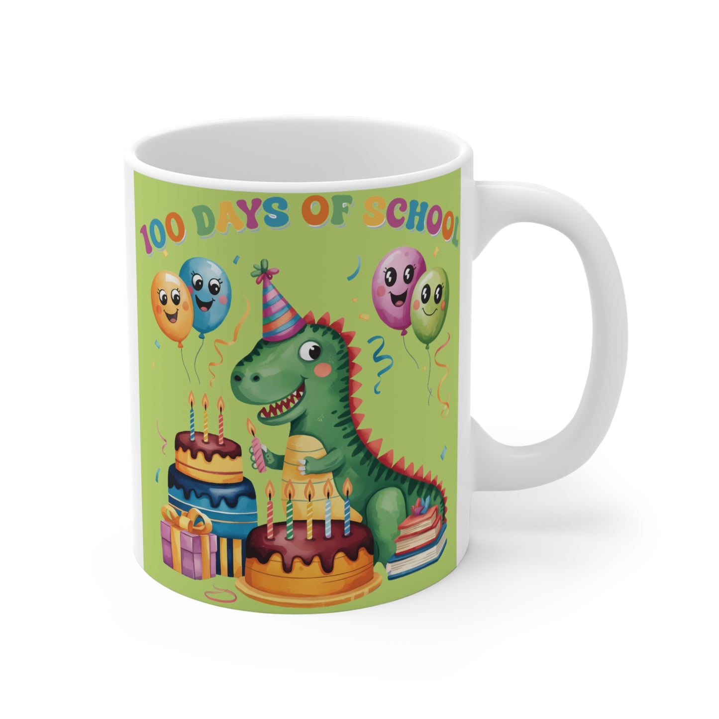 100 Days of School Dinosaur Party 11oz Mug - Gift for Kids/Teachers
