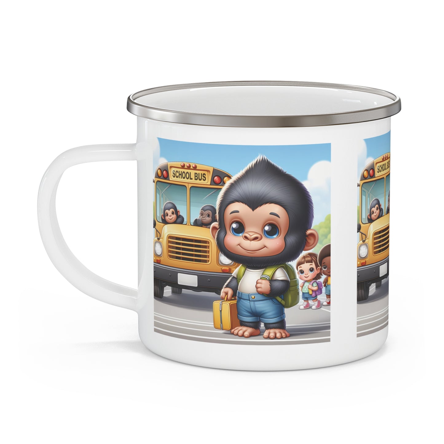 Fun Kids Gorilla Back-To-School Gift Enamel Camping Mug