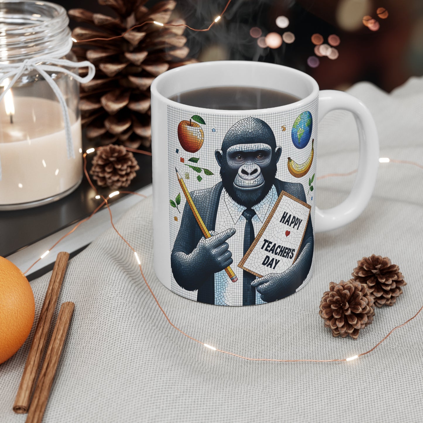 Funny Gorilla Teacher 11oz Mug – Unique Teacher Appreciation Gift