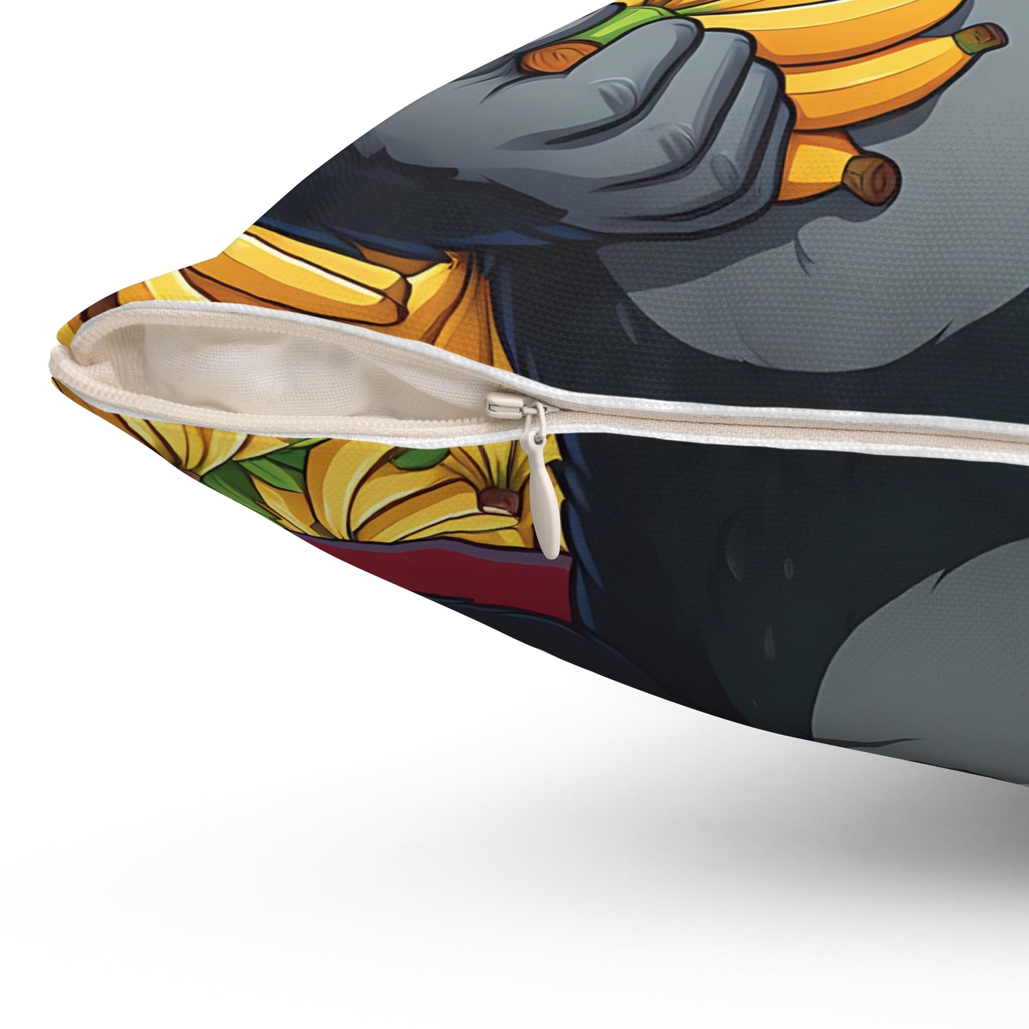 Festive Gorilla Throw Pillow - Holiday Decor with Santa Hat and Bananas