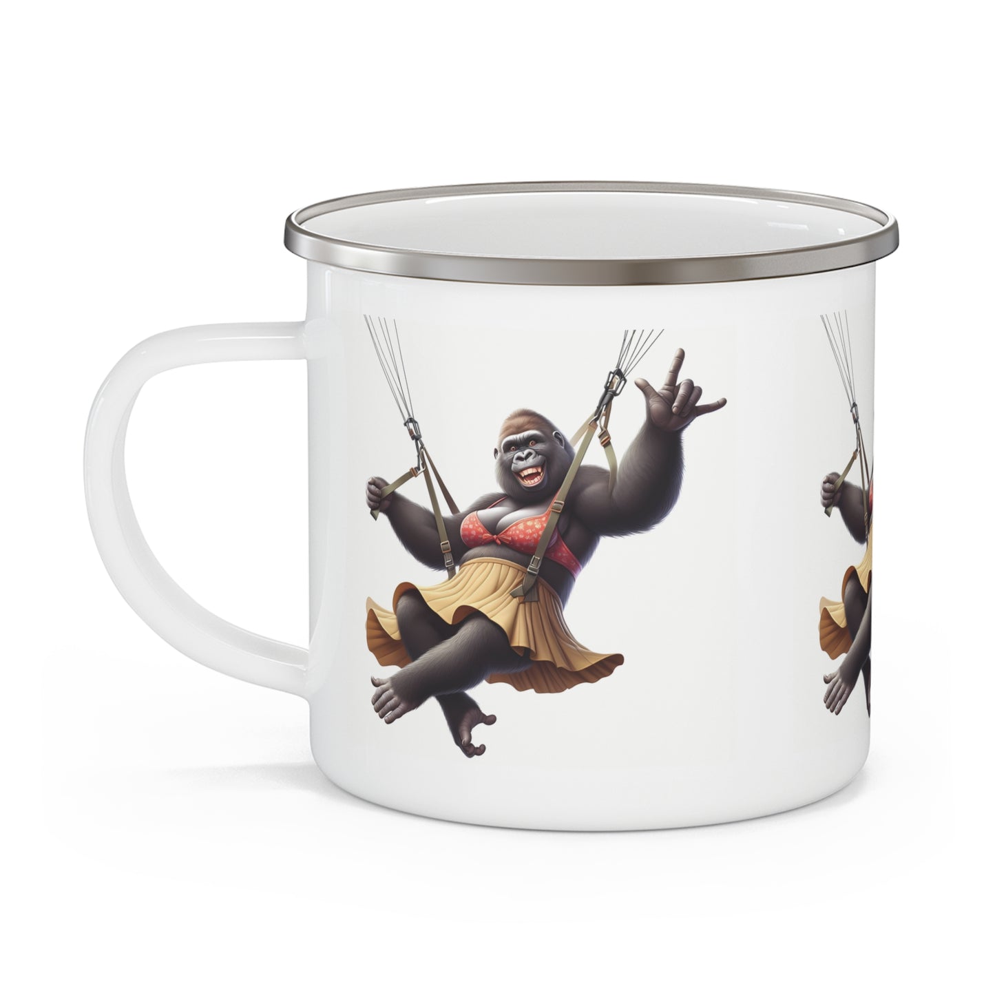 Shaka Gorilla Parachute Adventure Enamel Camping Mug
