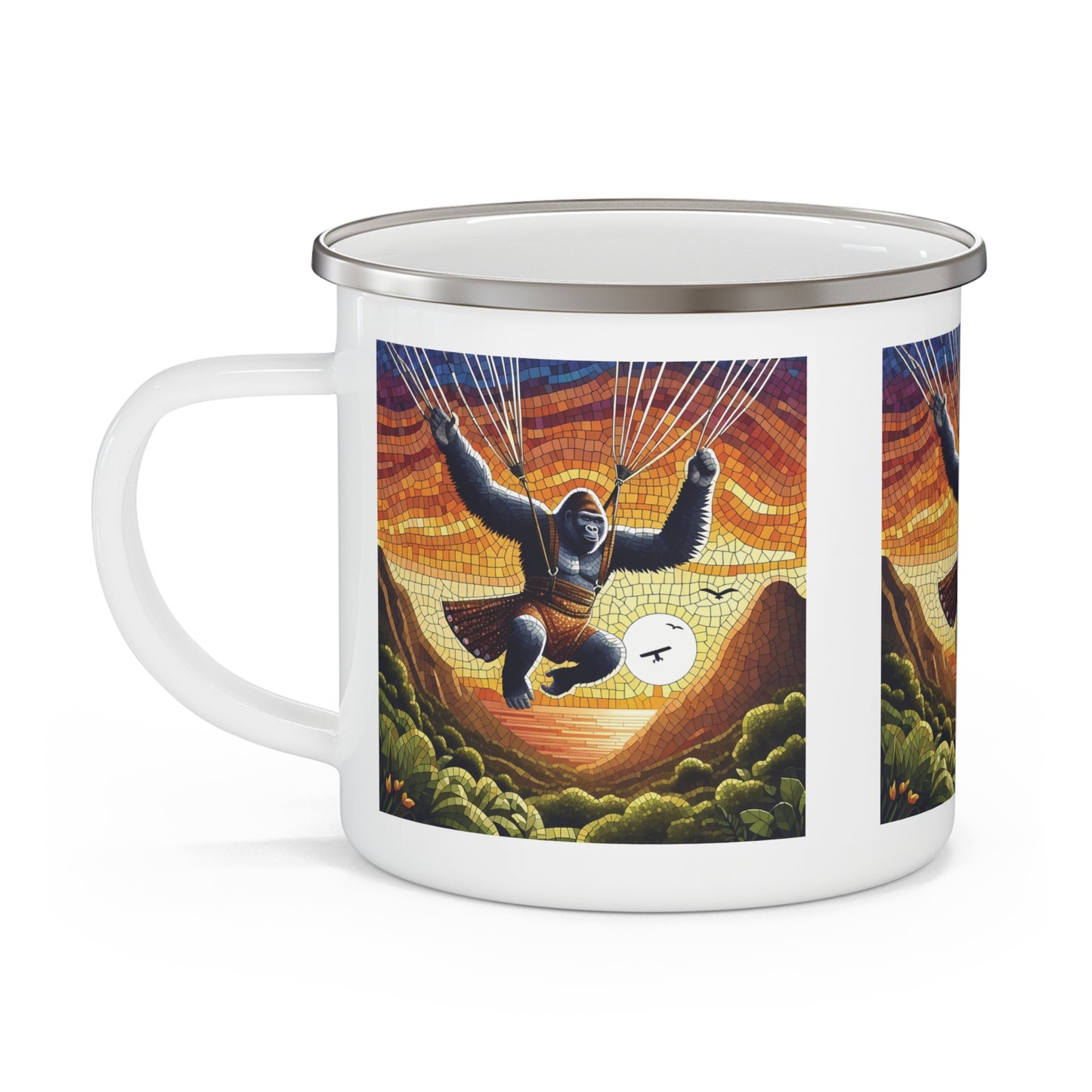 Adventurous Female Gorilla Parachuting Camping Mug