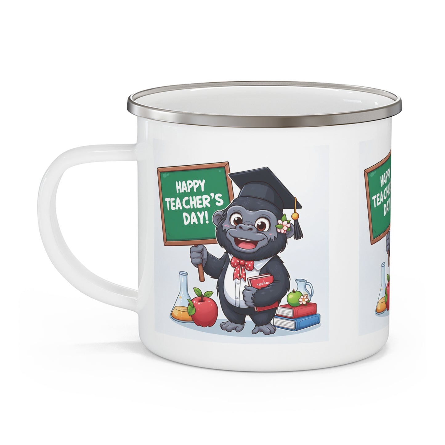 Happy Teacher's Day Gorilla Enamel Camping Mug - Gift