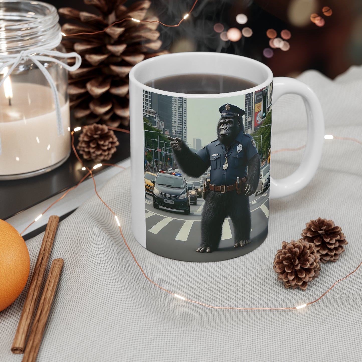 Police Officer Gorilla 11oz Mug - Police & Animal Enthusiasts