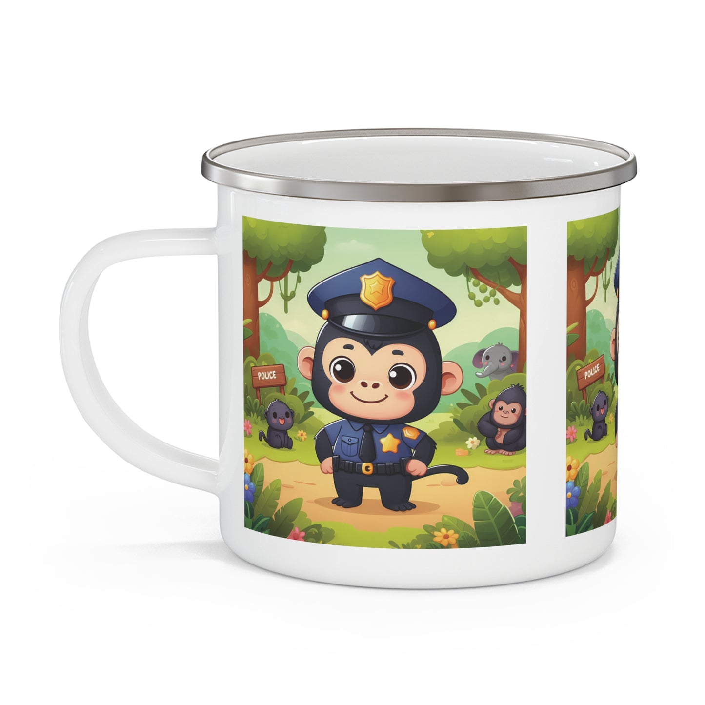 Monkey Police Hero Enamel Camping Mug for Kids