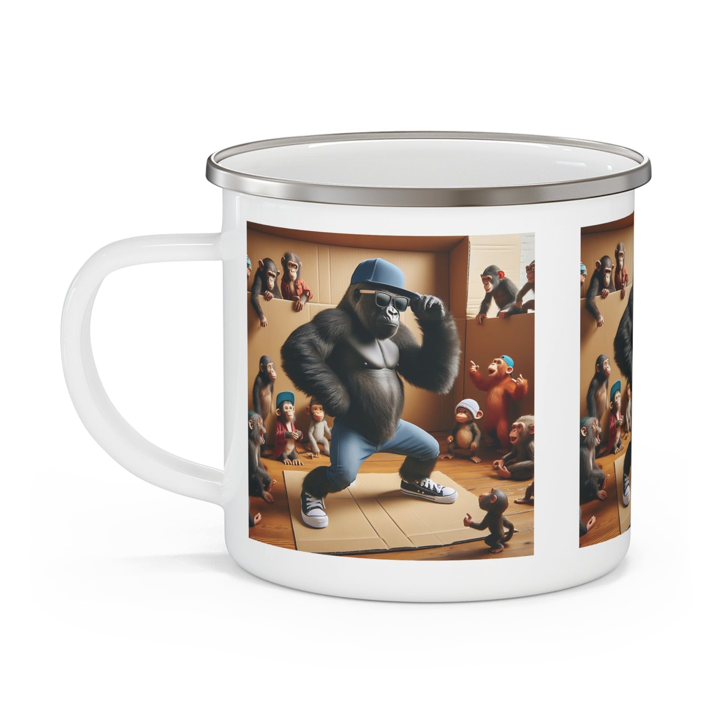 Gorilla Hip-Hop Breakdancing Enamel Camping Mug – Outdoor Adventures / Animal Lovers