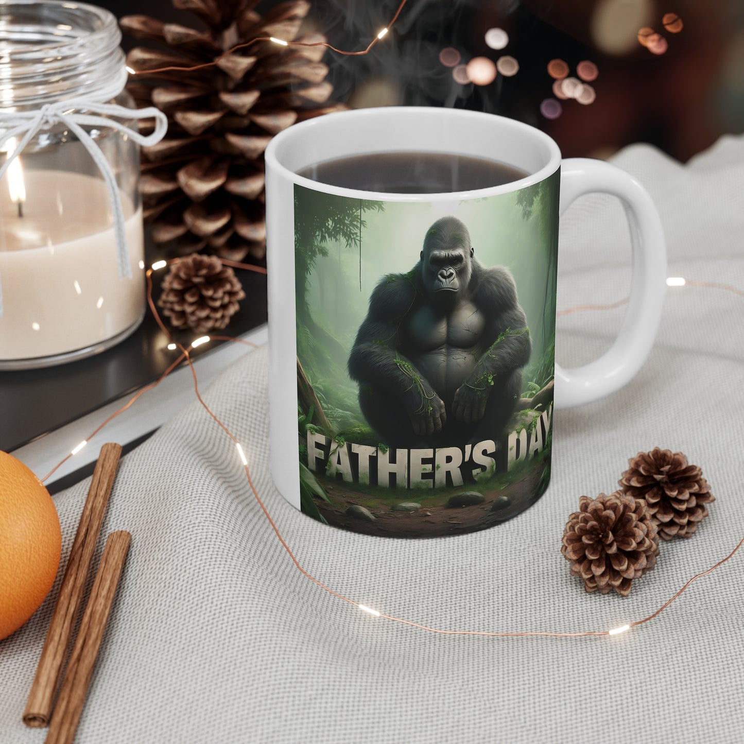 Gorilla Mug - 11oz Coffee Cup for Dad, Strong & Wild Design