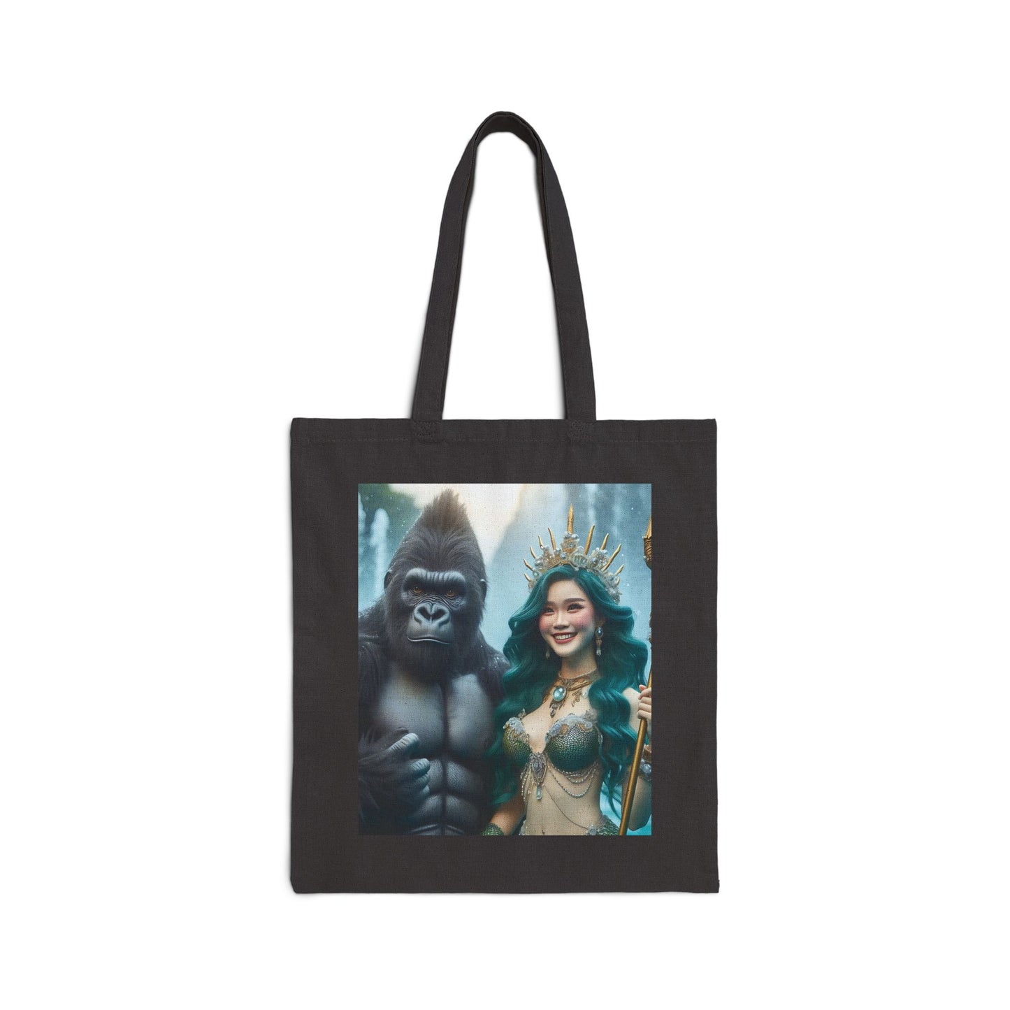 Carry your belongings in style with our "Gorilla and Mermaid Queen" Canvas Tote Bag with a touch of magic and fantasy, making it a perfect accessory for mermaid lovers and fantasy enthusiasts. Ideal as a gift for friends and family or as a unique addition to your accessory collection. BUY NOW! (SK Superb)