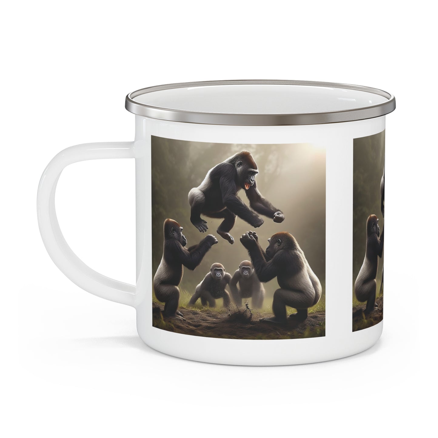Wildlife Playful Gorilla Enamel Camping Mug - Animal/Adventure Lovers