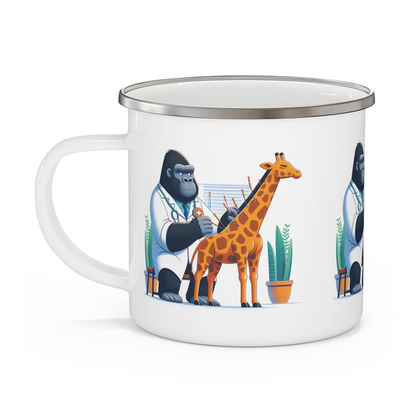 Gorilla Acupuncturist Enamel Camping Mug