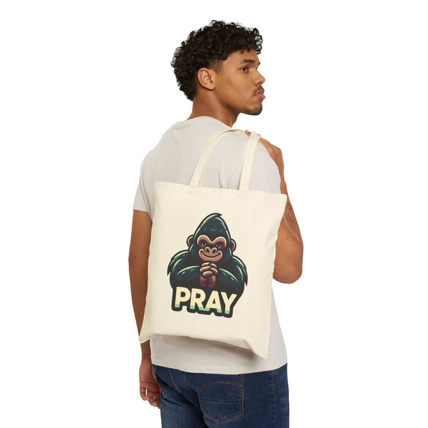 Prayer Gorilla Canvas Tote Bag - Animal / Motivational Theme