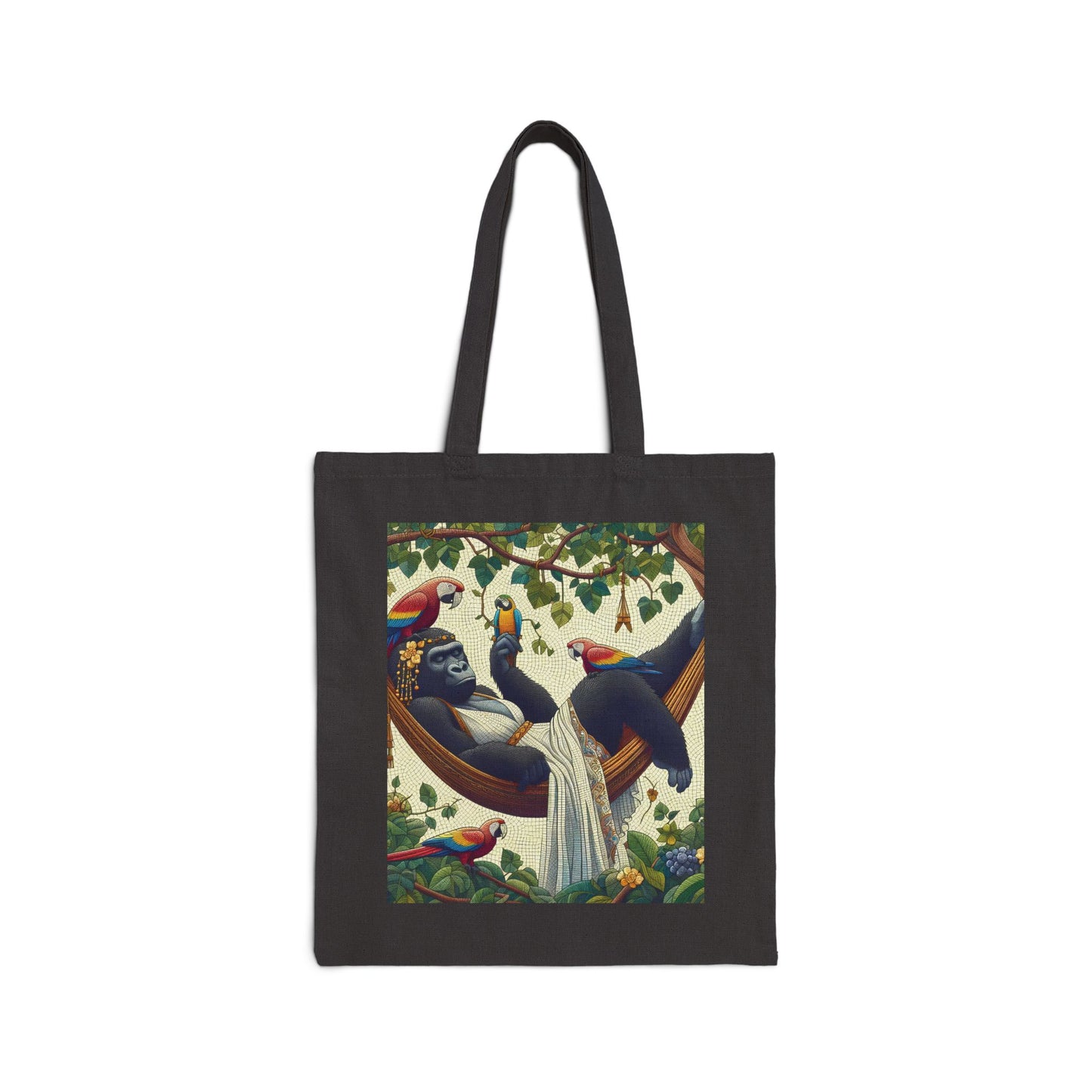 Our artwork design "Relaxing Gorilla in a Hammock" Canvas Tote Bag is similar to humans relaxing outdoors. Ideal for nature lovers and those who appreciate the tranquility of outdoor relaxation. Perfect for daily use, shopping, or as a gift. BUY NOW! (SK Superb)