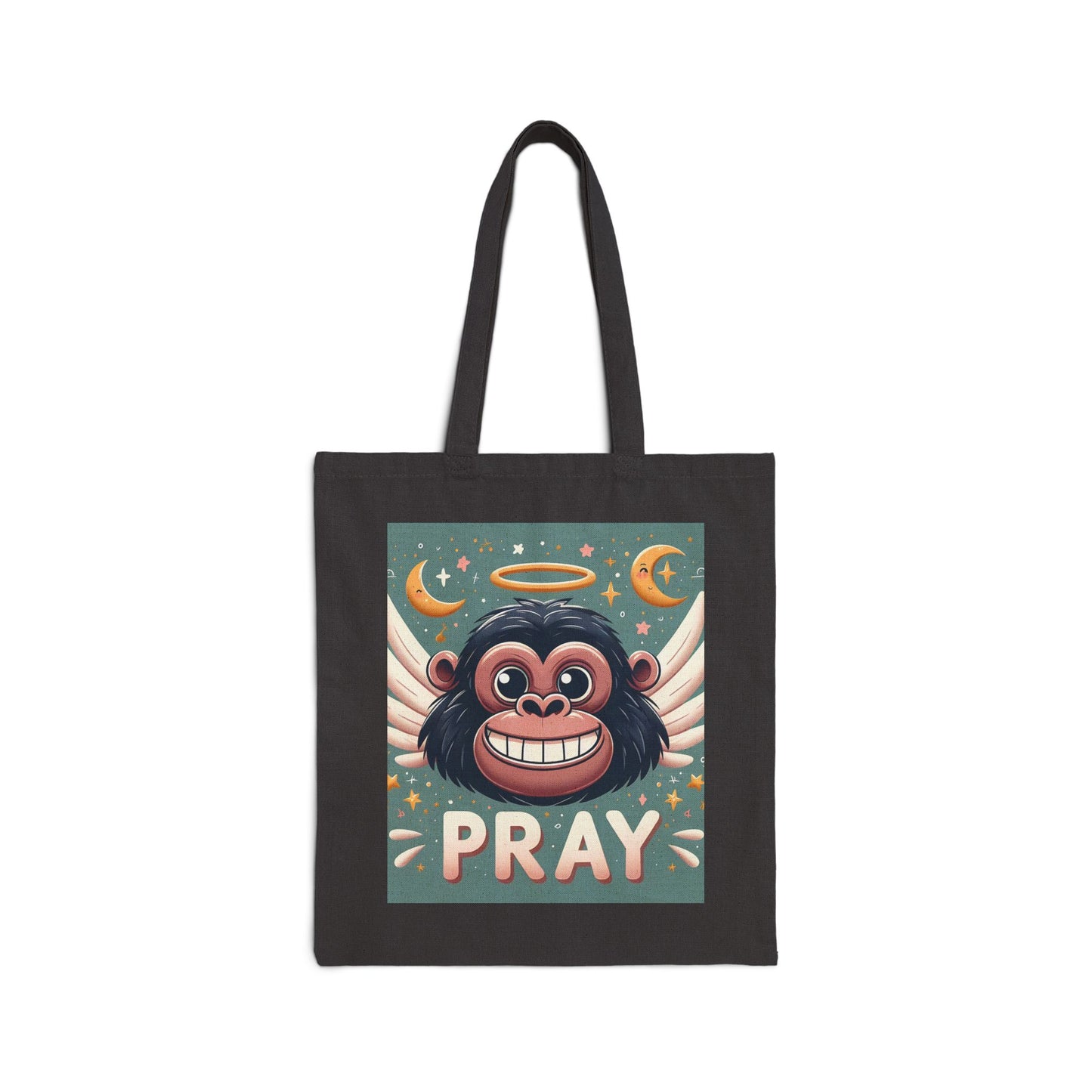 Our whimsical cartoon style "PRAY" Angel Gorilla Canvas Tote Bag. This versatile bag is not only practical but also a wonderful reminder to keep faith and positivity in your life. A great gift for friends, family, or anyone who appreciates unique and uplifting accessories. BUY NOW! (SK Superb)
