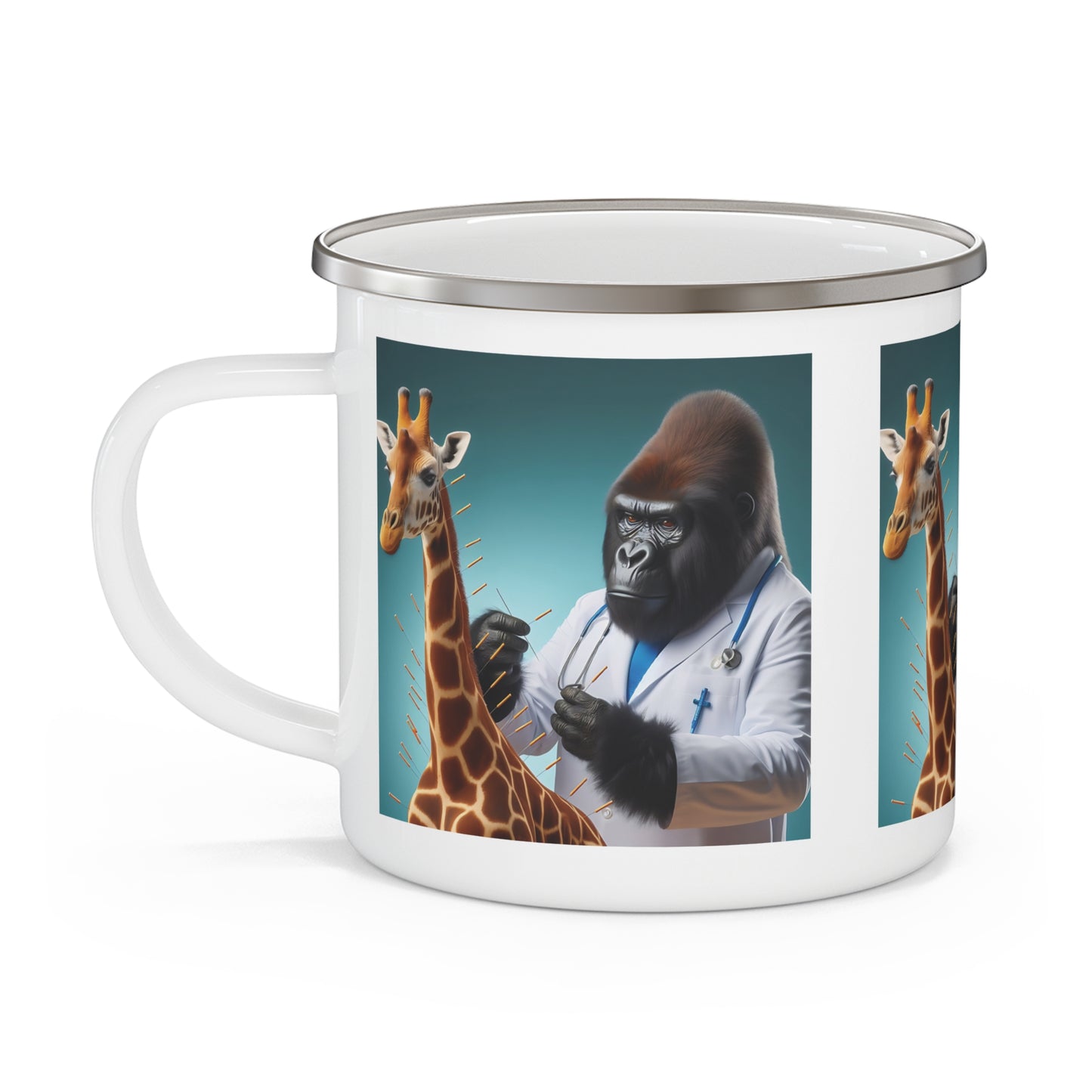 Wildlife Vet Gift Gorilla Acupuncturist Enamel Camping Mug