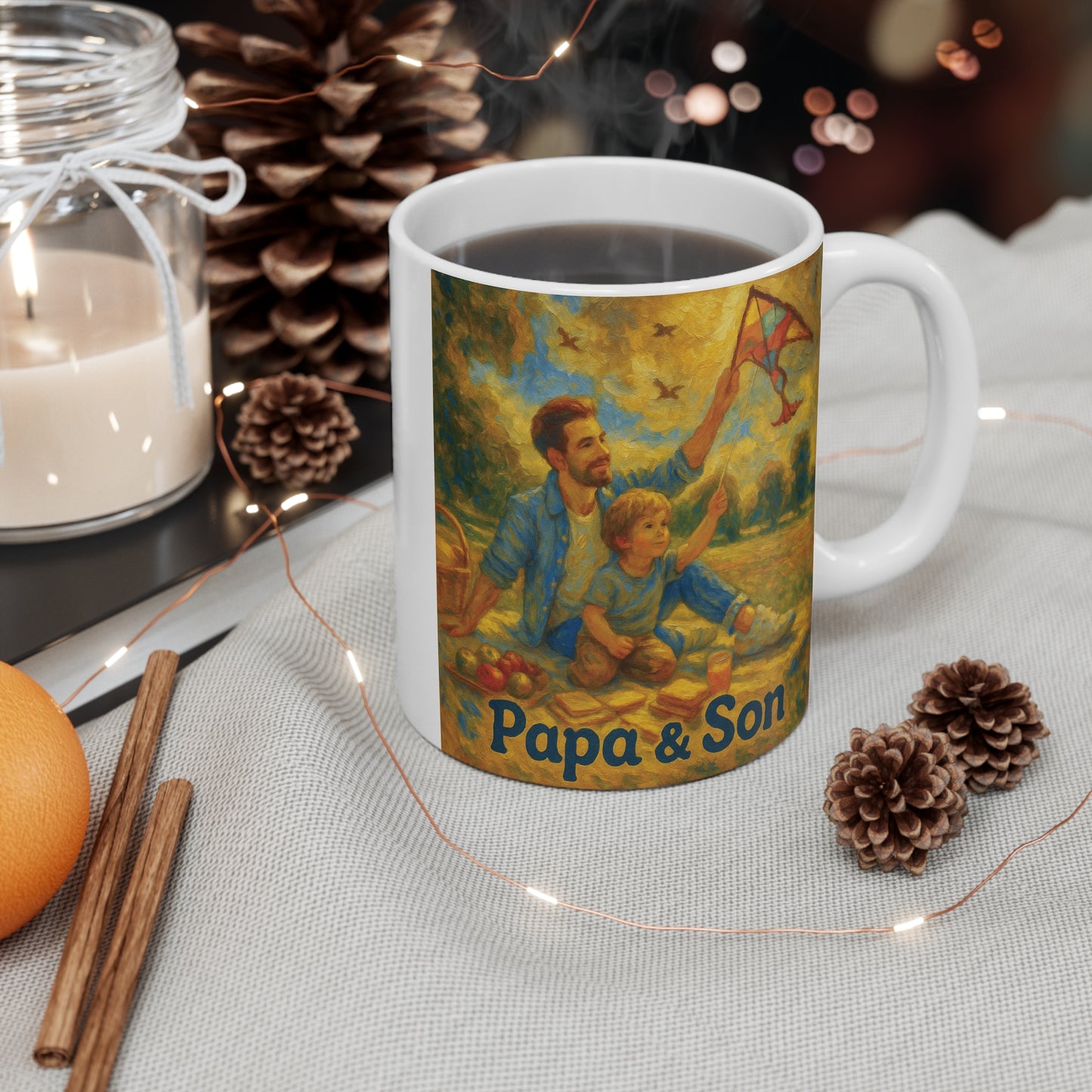 Father & Son Mug - Oil Painting Kite Design
