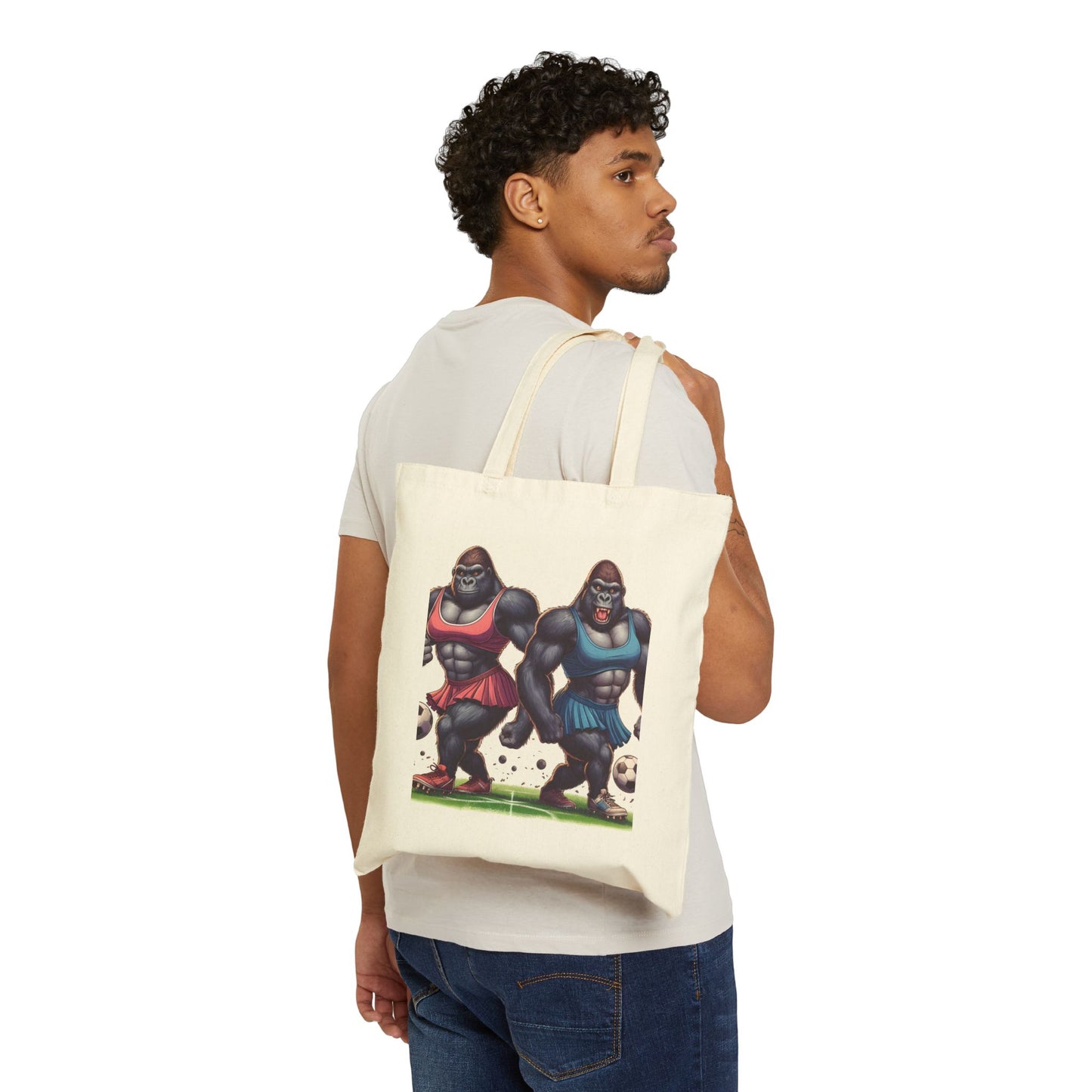 Unique Athletic Atypical Female Gorilla Soccer Canvas Tote Bag - Sports Animal Lover
