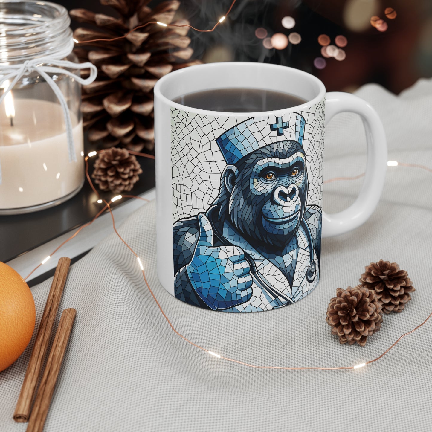 11oz Mosaic Gorilla Nurse Mug - Nurse Appreciation Gift