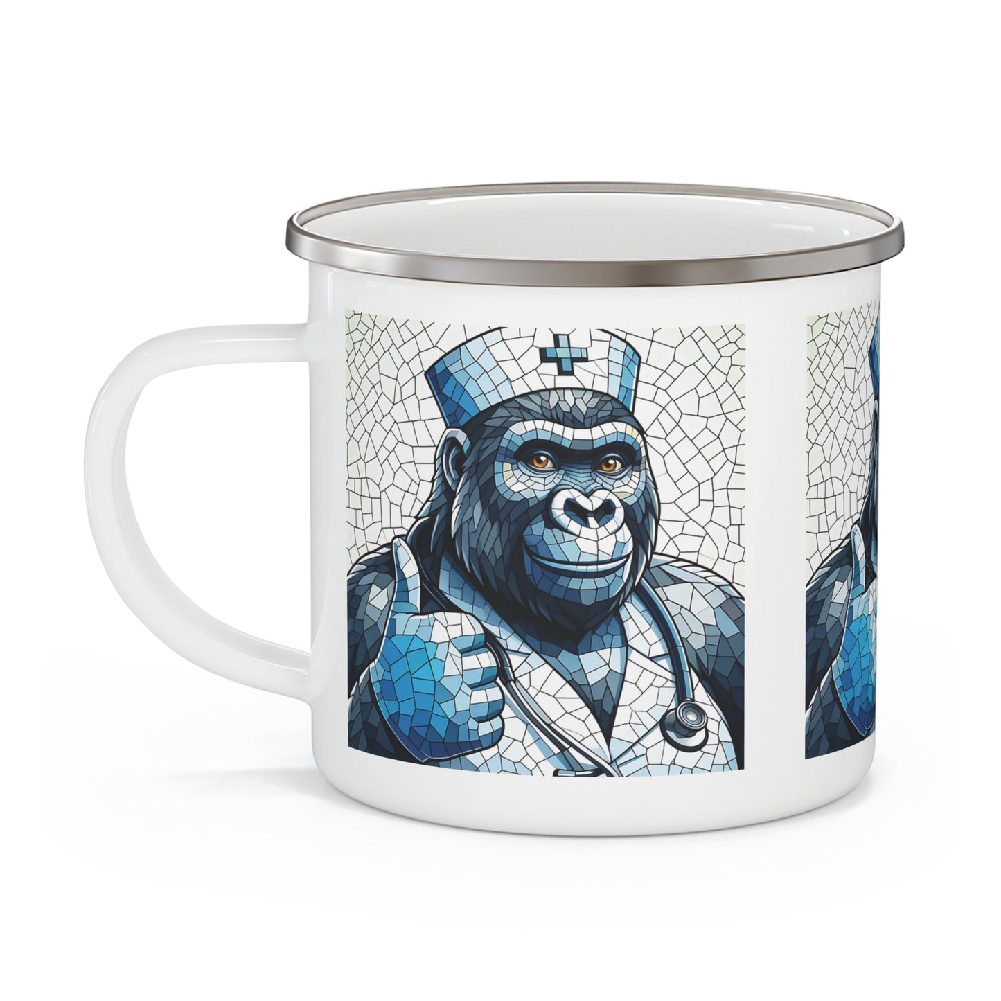 Wildlife Gorilla Nurse Mosaic Camping Mug - Animal / Healthcare Gift