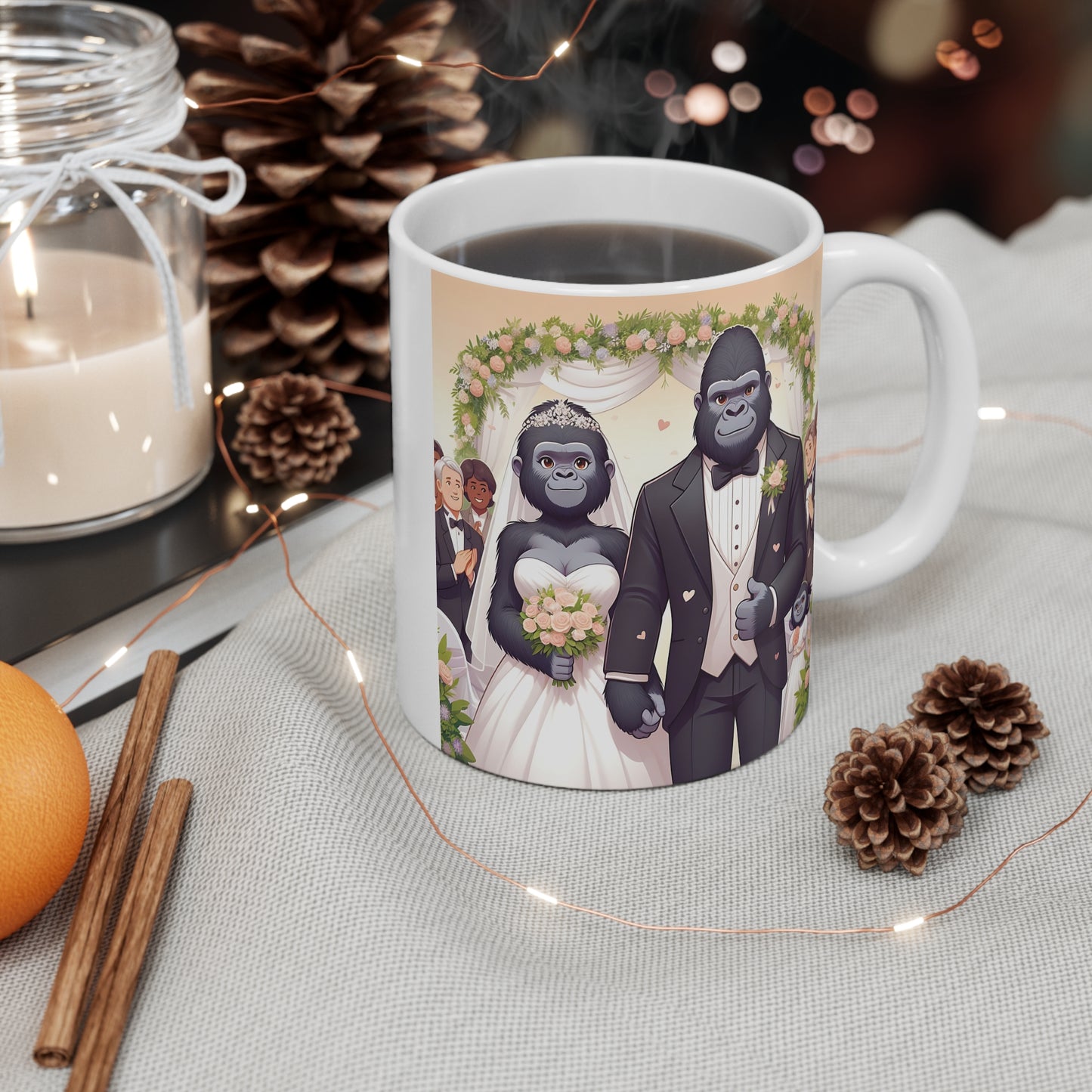 Charming Gorilla Wedding 11oz Mug - Celebrating Love