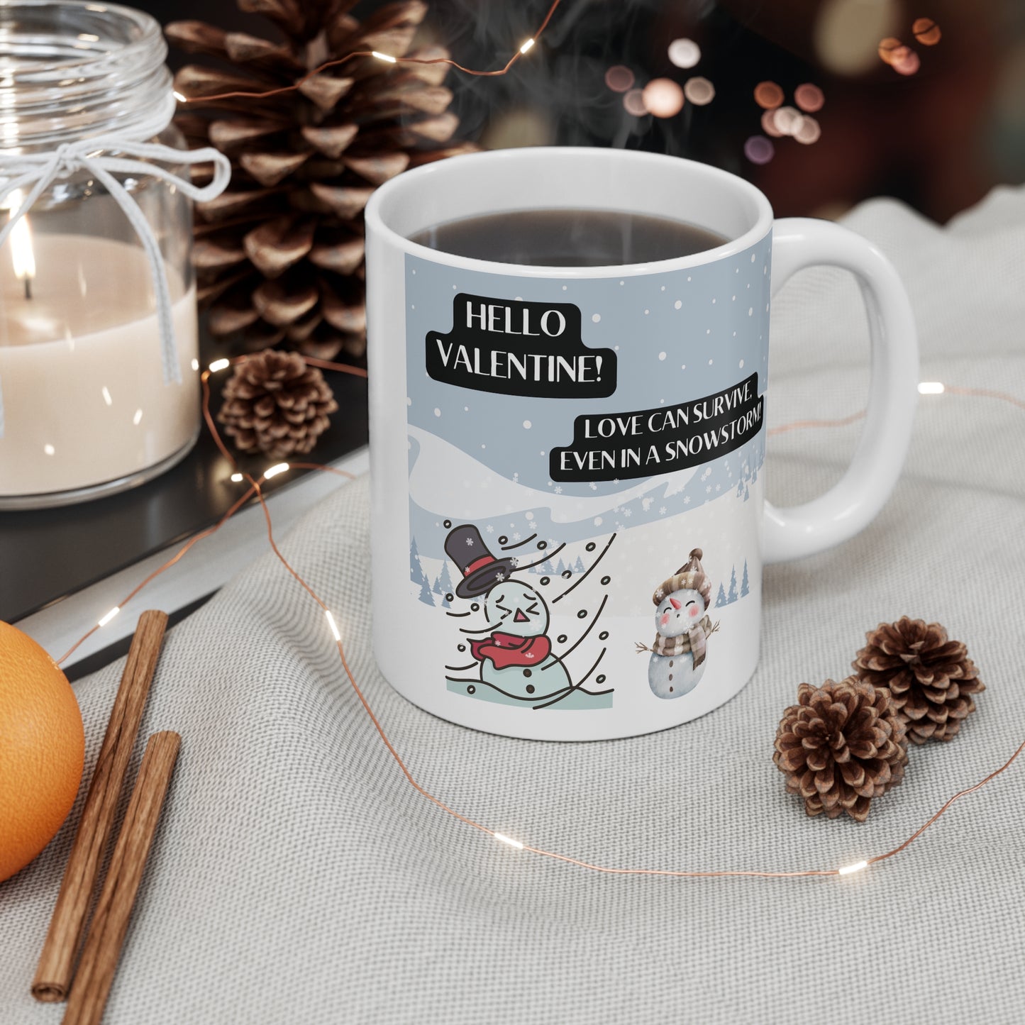 Valentine Snow Couple 11oz Mug