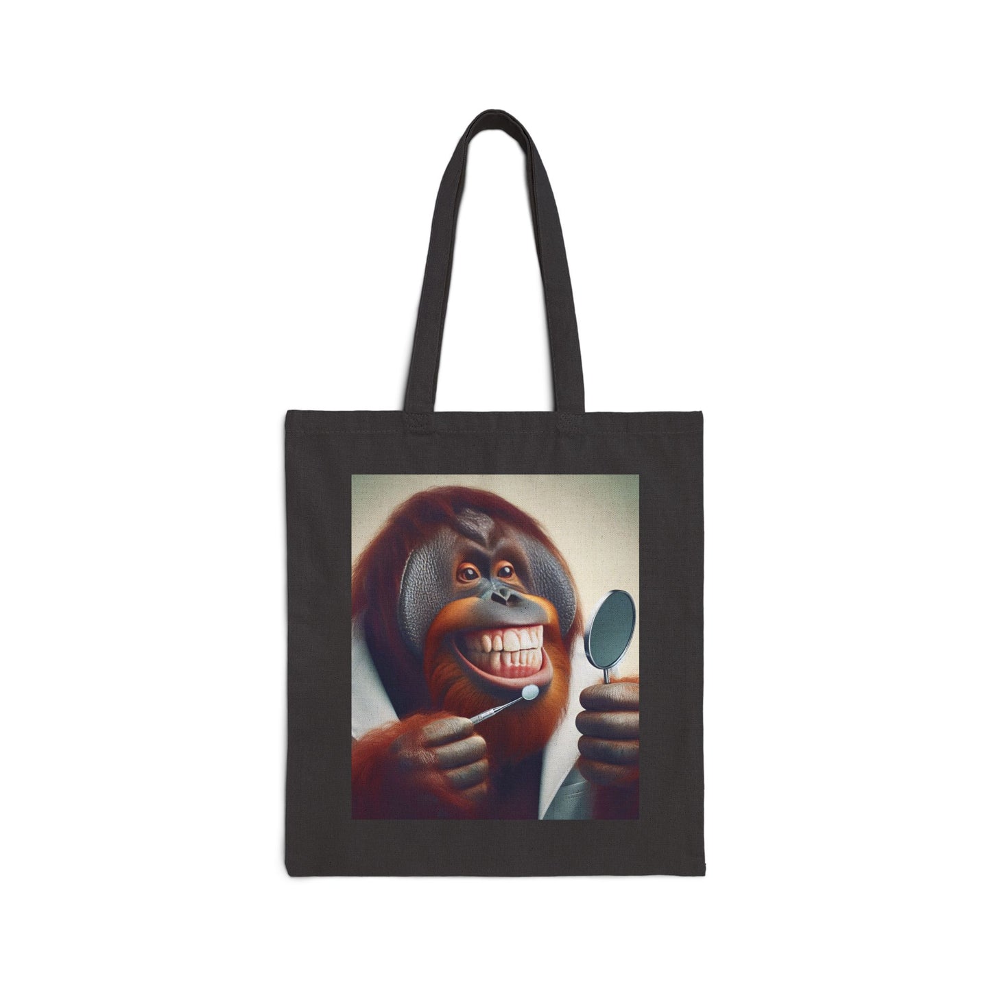 Charming Gorilla Dentist Canvas Tote Bag - Fun & Functional Accessory. (Black Color Bag)