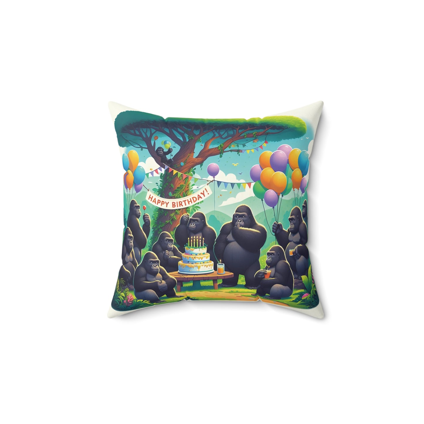 Birthday Celebration Gorilla Pillow