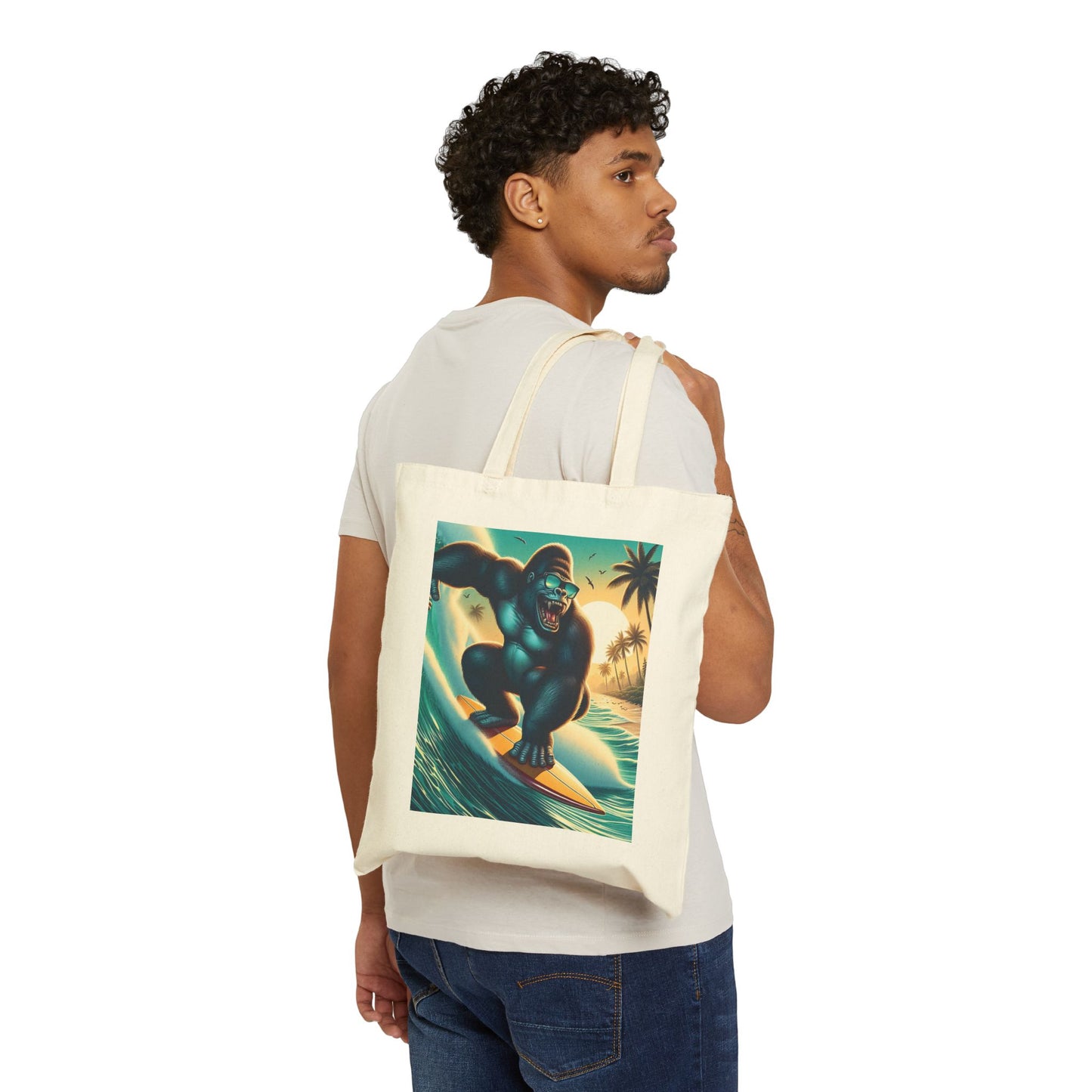 Gorilla Surfing Adventure Canvas Tote Bag