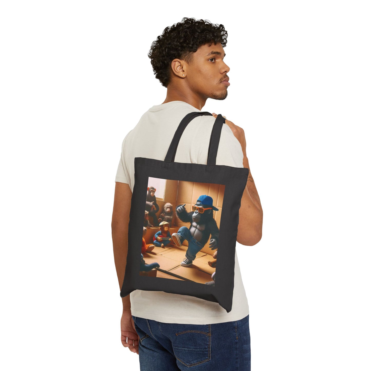 Monkey Fans with Gorilla Hip Hop Dance Canvas Tote Bag - Animal Art Gift