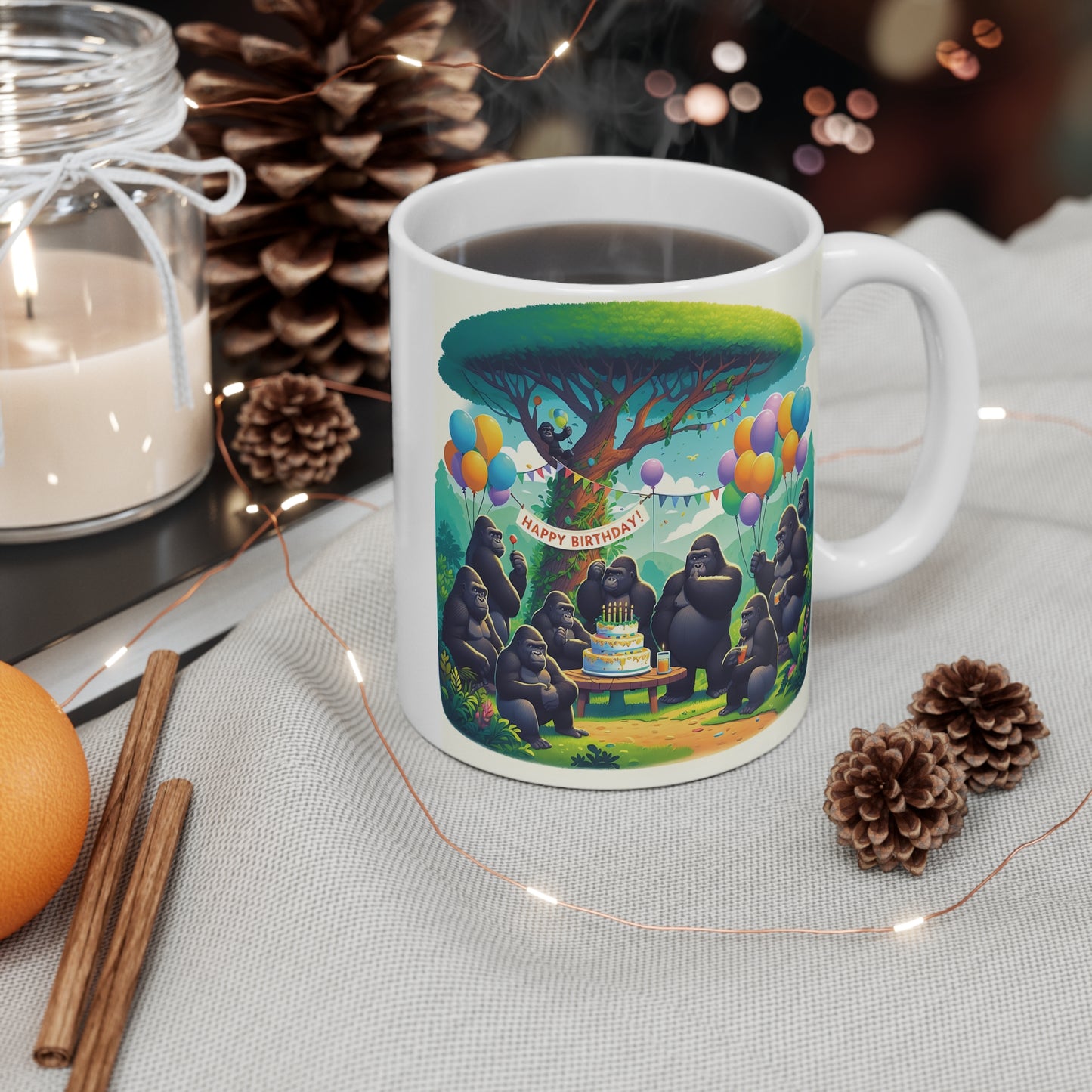 Vibrant Happy Birthday Gorilla Party 11oz Mug