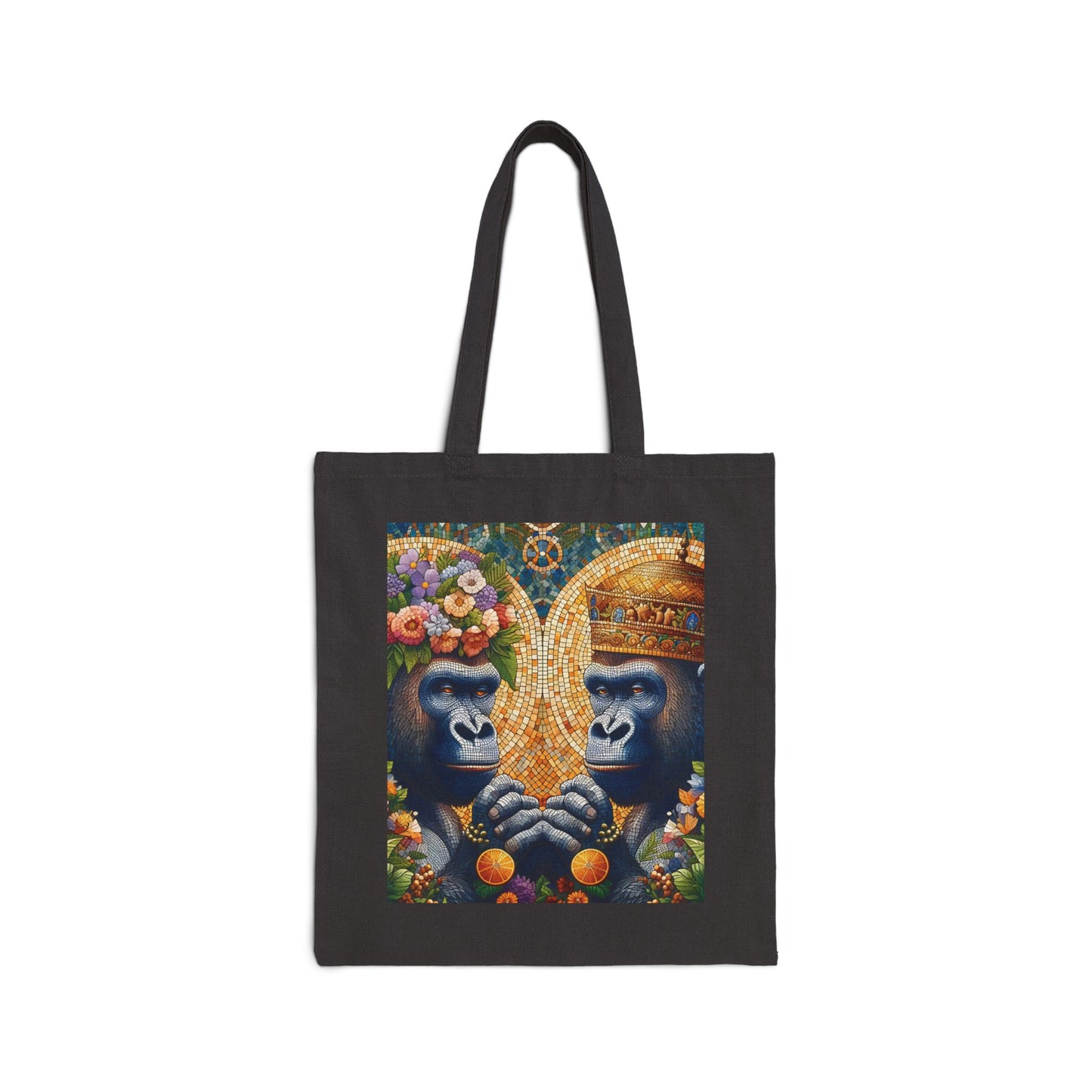 Royal Gorilla Marriage Mosaic Canvas Tote Bag - Celebrate Love and Unity (Black Color Bag)