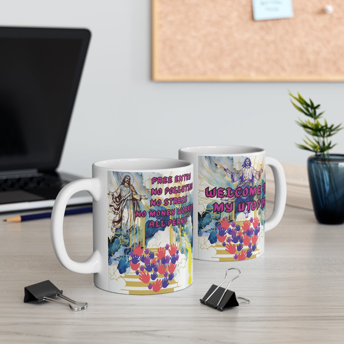 Inspirational Jesus Coffee Mug with Uplifting Quotes "Welcome to My Utopia"