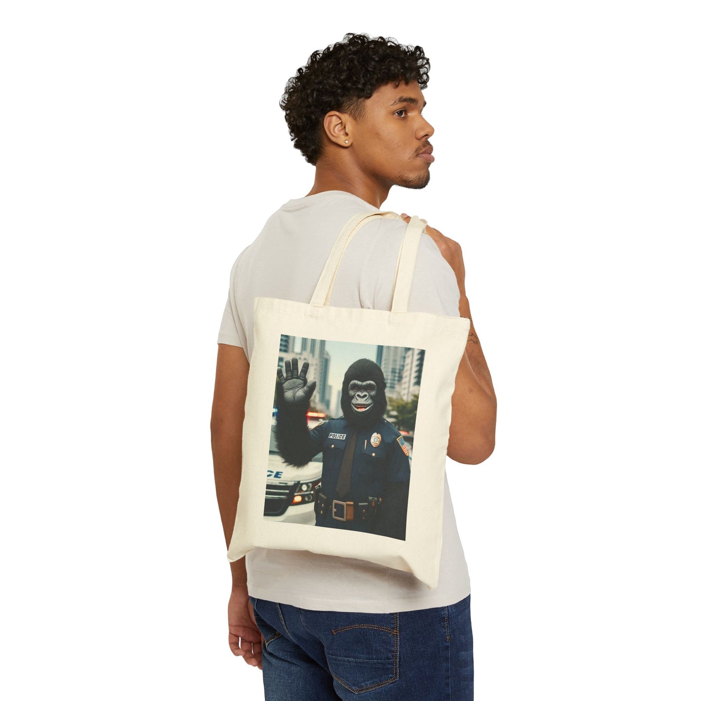 Gorilla Police Officer Canvas Tote Bag - Tribute to Law Enforcement